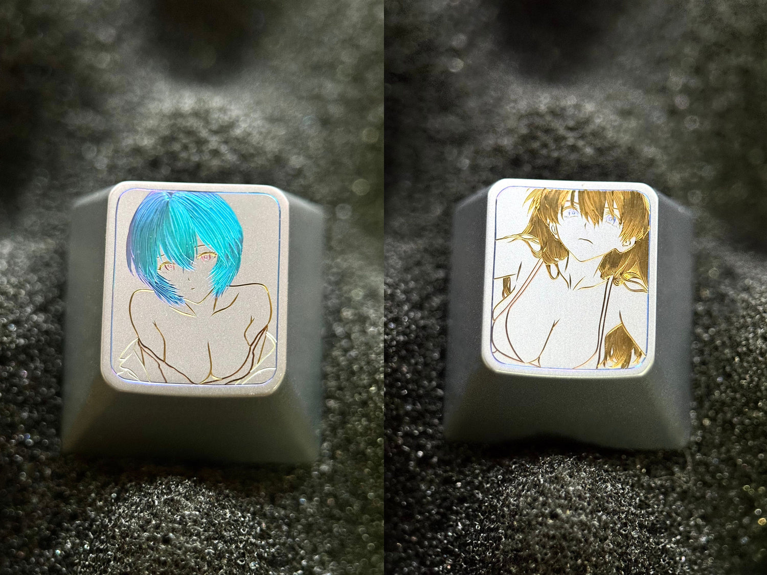 EVA, Asuka, Ayanami Rei, 1U titanium alloy hand anodized carved personalized keycap