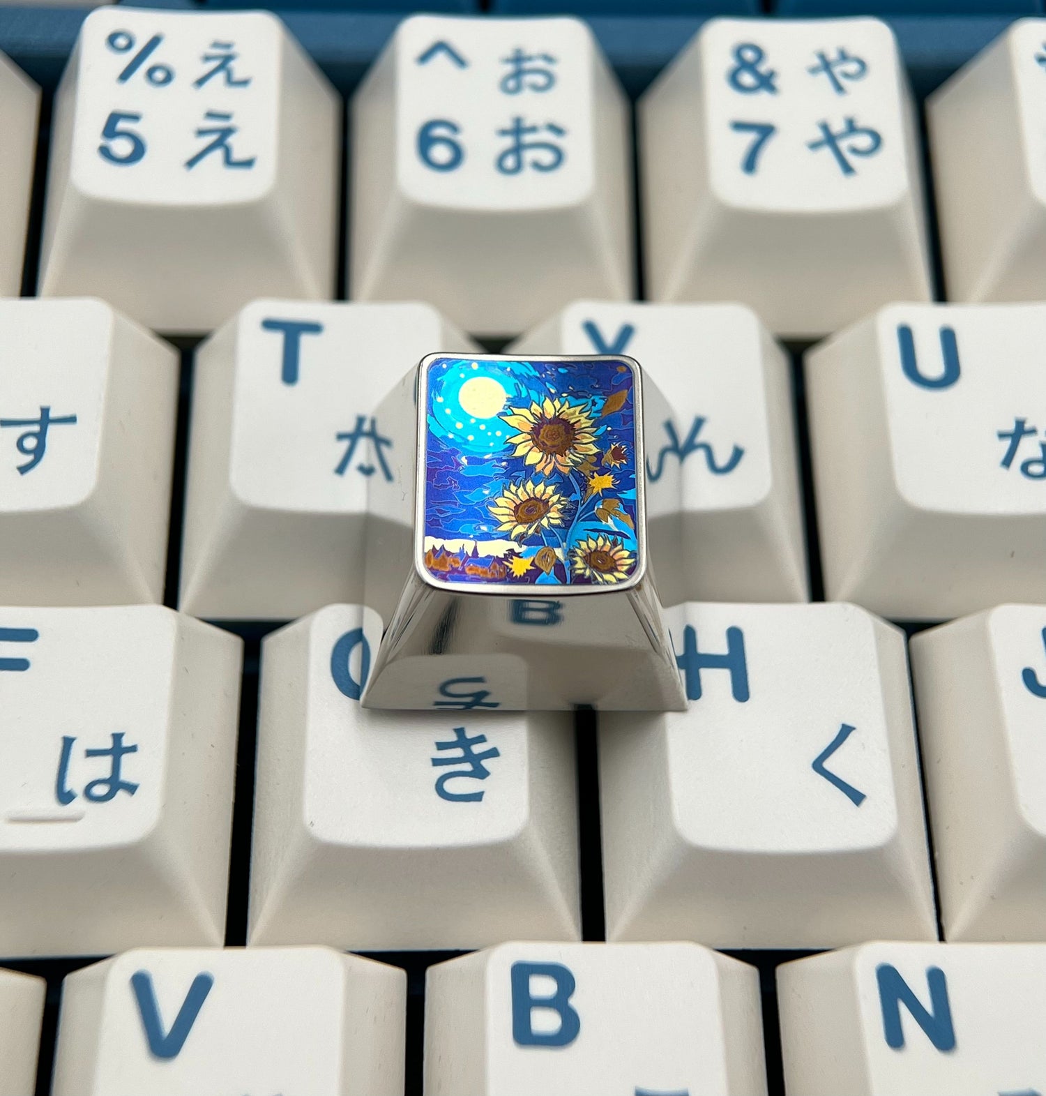 Sunflower 1U titanium alloy personalized keycap, mechanical keyboard creative decorative keycap
