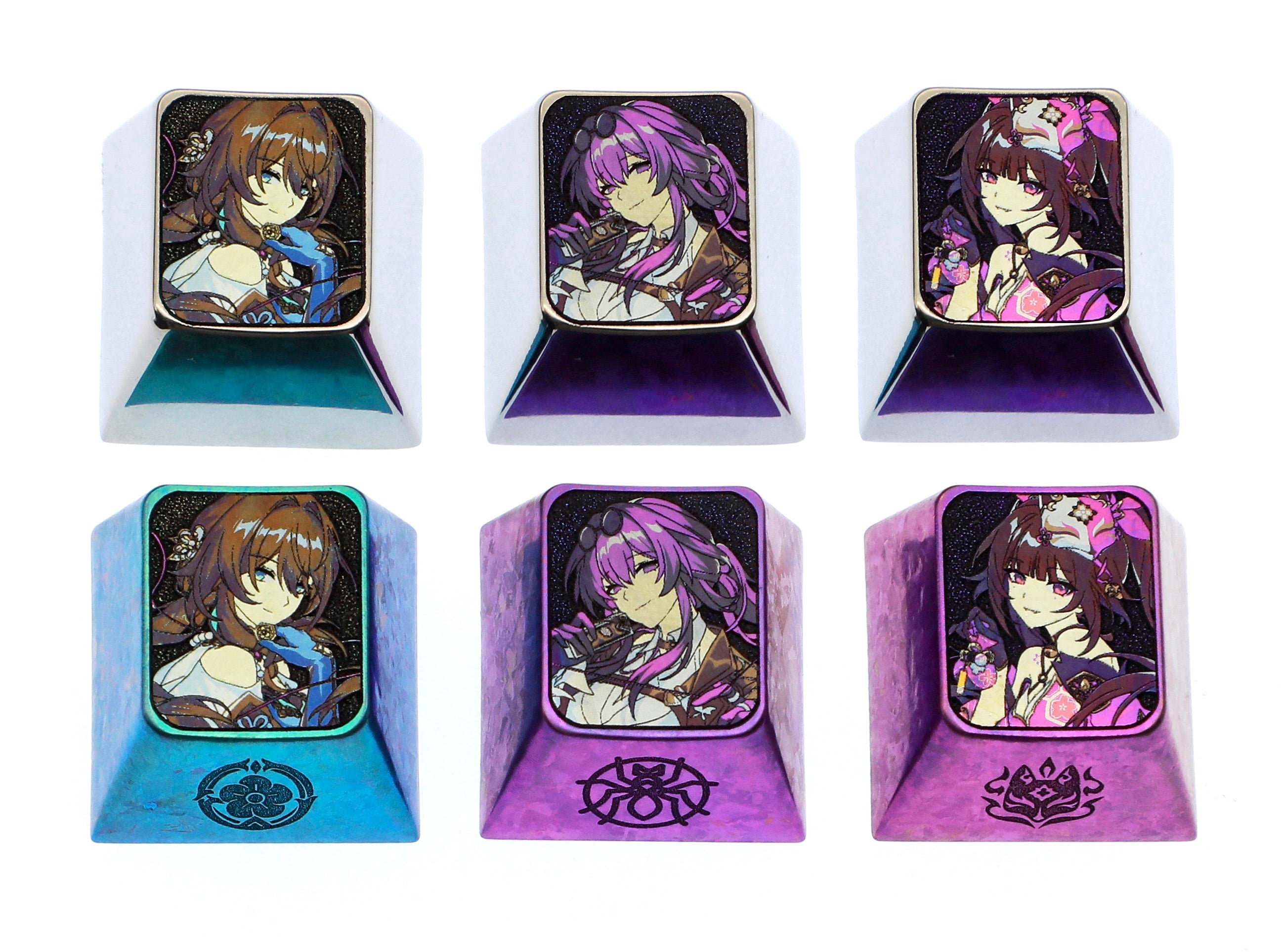 Honkai: Star Rail, 3 unique 1U titanium alloy keycaps, metal carved art keycaps for anime and game characters.