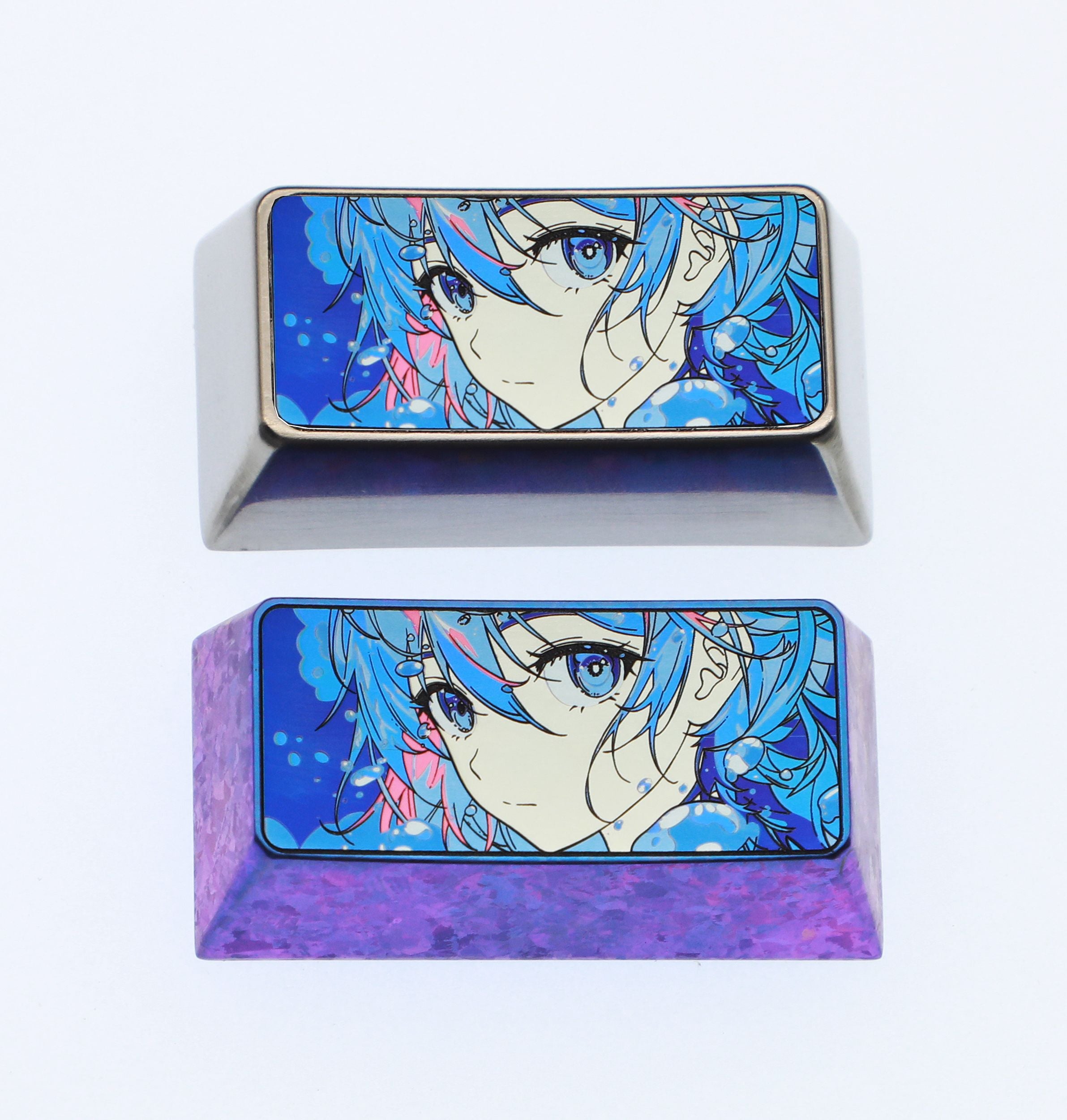 Virtual singer Tianyi, 2U titanium alloy personalized keycaps, metal carving art keycaps for anime, gaming, music, and peripherals