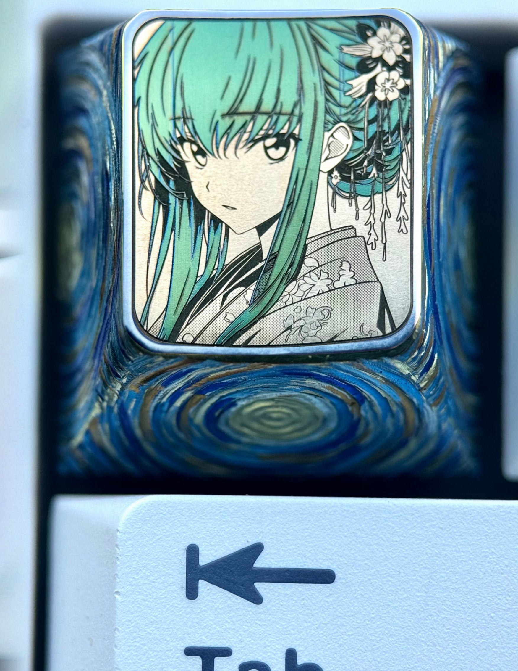 CODE GEASS Lelouch of the Rebellion, C.C., 1U/1.5U titanium alloy personalized keycaps, anime, gaming, cultural and creative metal keycaps