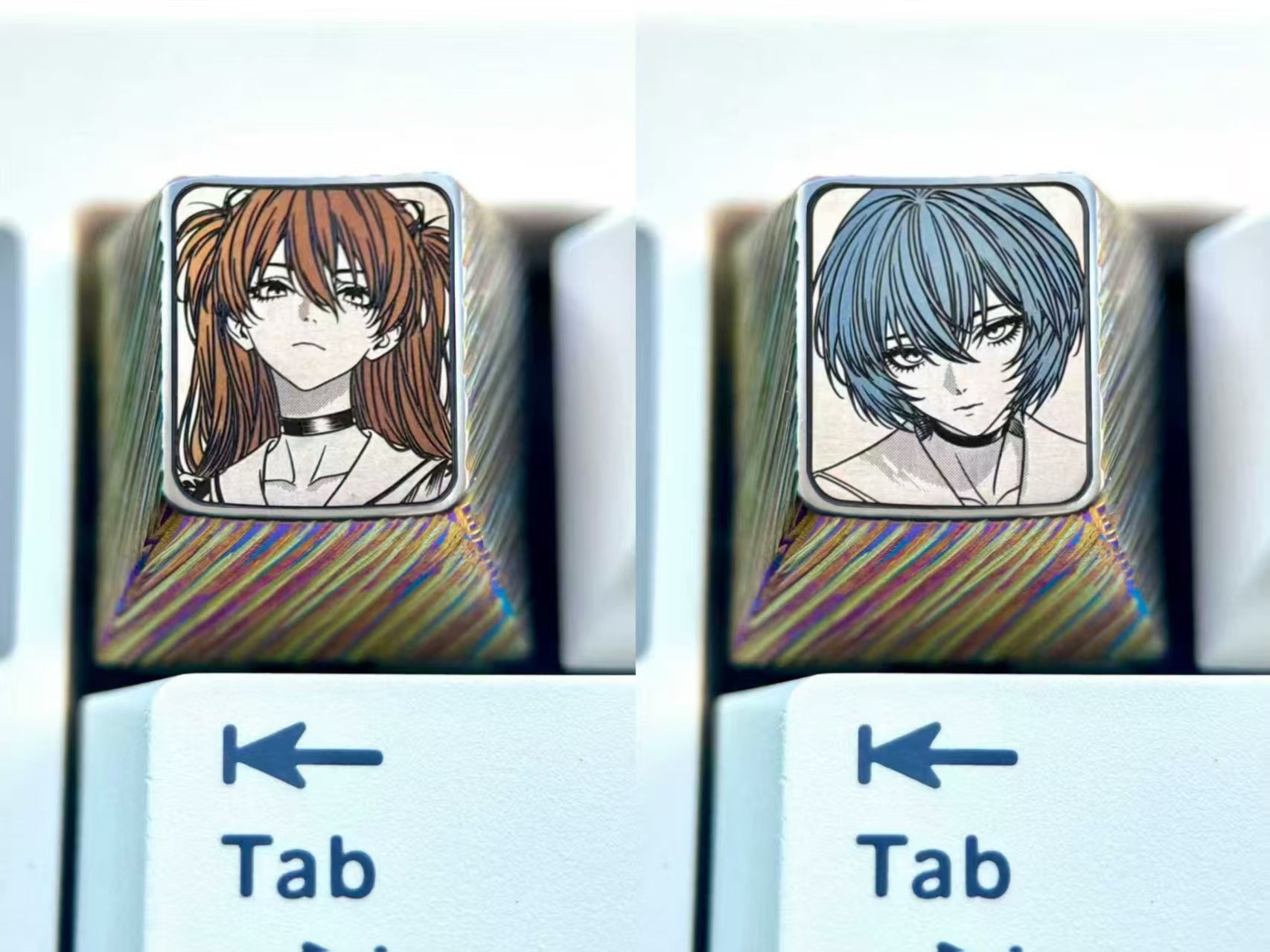EVA, Asuka, Ayanami Rei, 1U titanium alloy precision carving, metal carving point color decoration keycaps around anime and game characters.