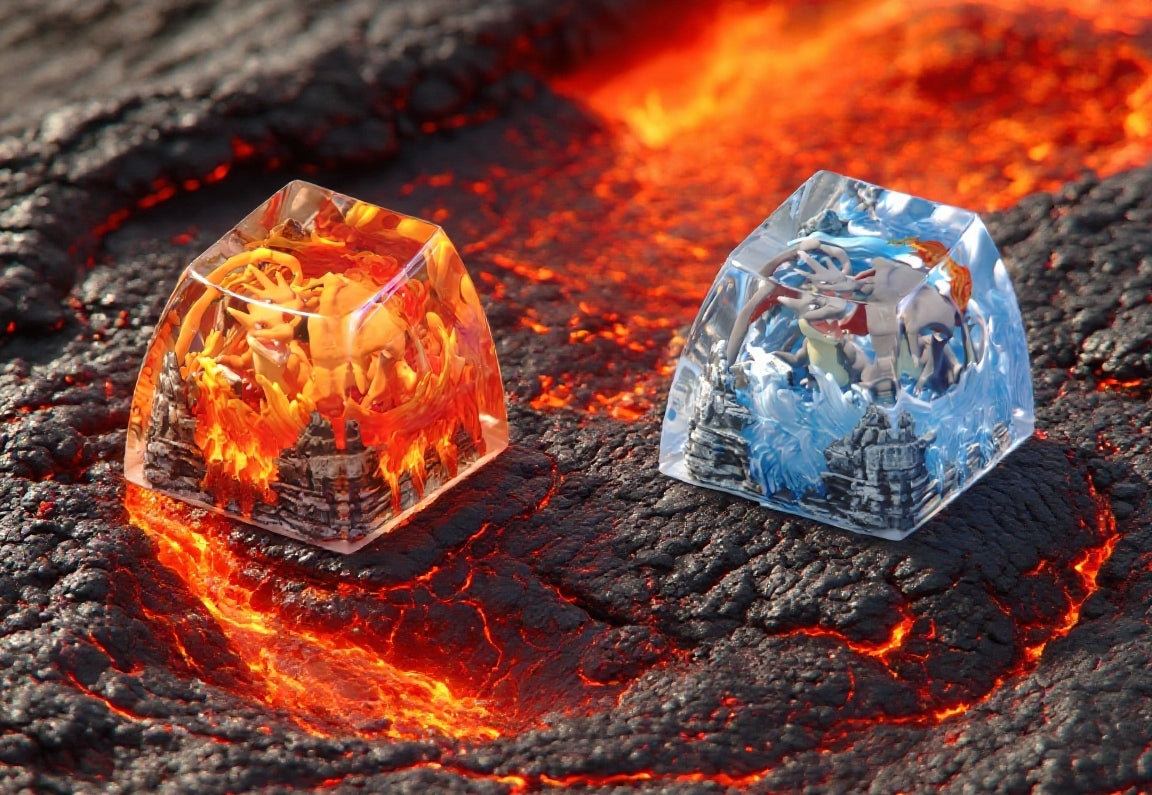 Pok é mon, Charizard, Crystal drops of glue, 1U resin personalized keycaps, artisankeycaps, Handmade art decorative keycaps.