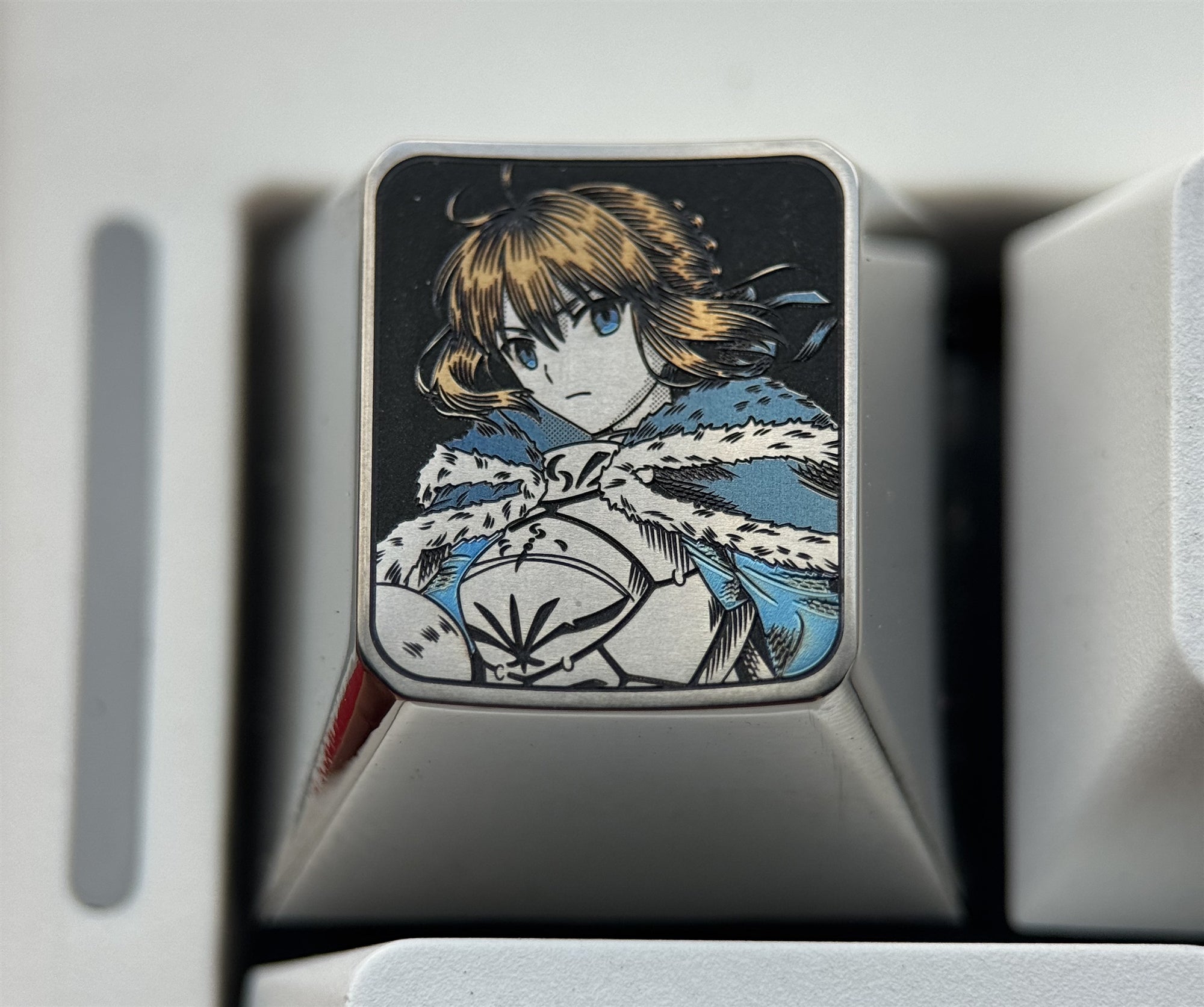 Fate/stay night, Altria Pendragon, Tohsaka Rin, 1U titanium alloy personalized keycaps, metal keycaps for anime, gaming, cultural and creative peripherals