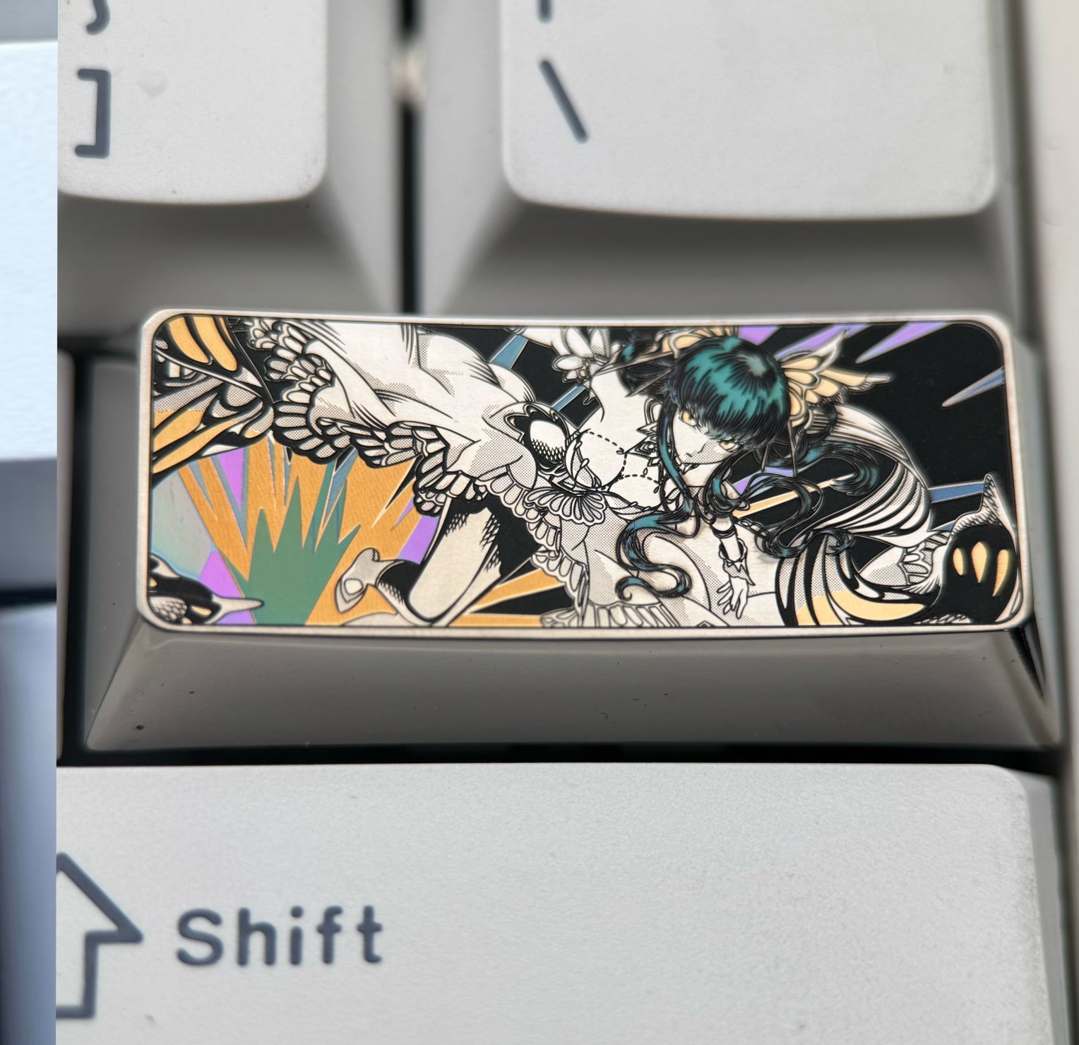 Code Geass: Hangyaku no Lelouch, C.C.2.25U titanium alloy precision carved personalized keycaps, anime and game metal carved creative keycaps.