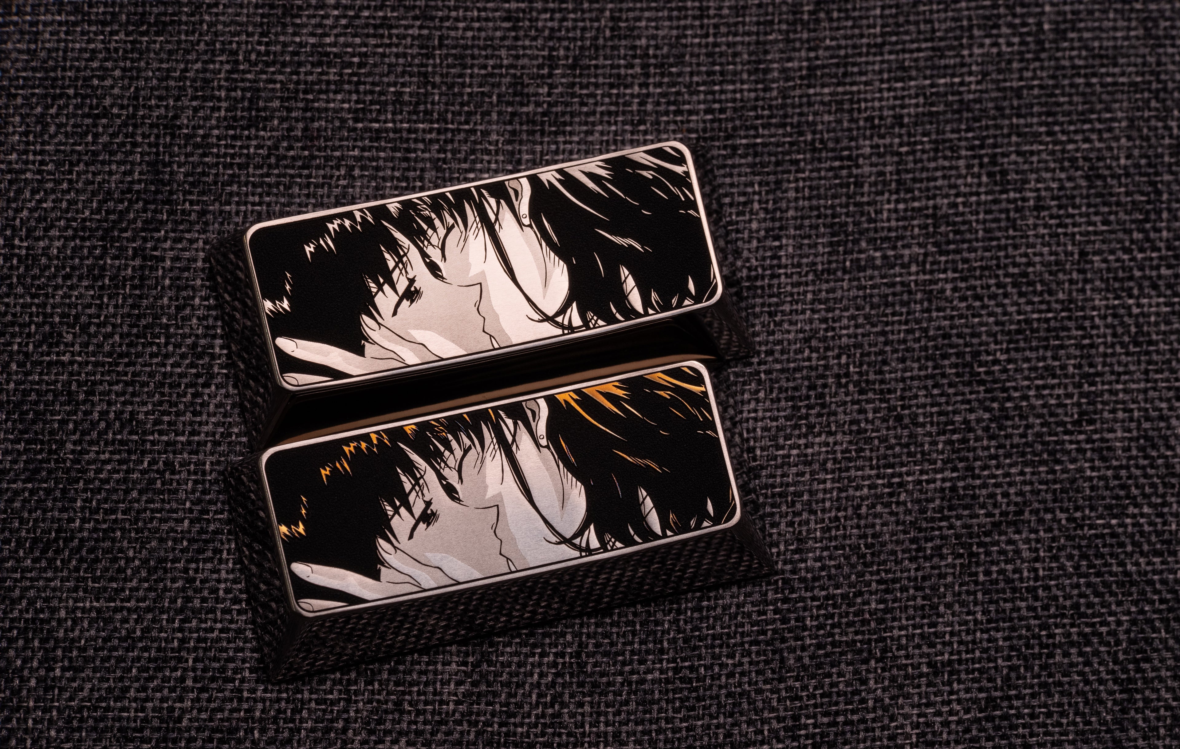 EVA, Adult Kiss 2.25u Titanium Alloy Shift/Enter Personalized Keycaps, Anime Game Metal Art Creative Decorative Keycaps
