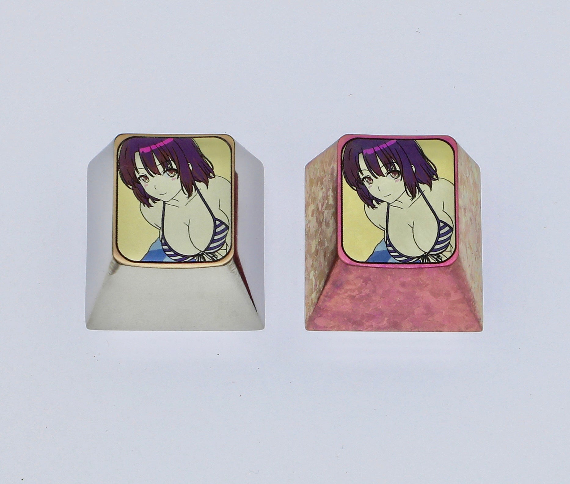 Anime, beautiful girls collection titanium alloy carved key cap, personalized key cap, mechanical keyboard decorative key cap