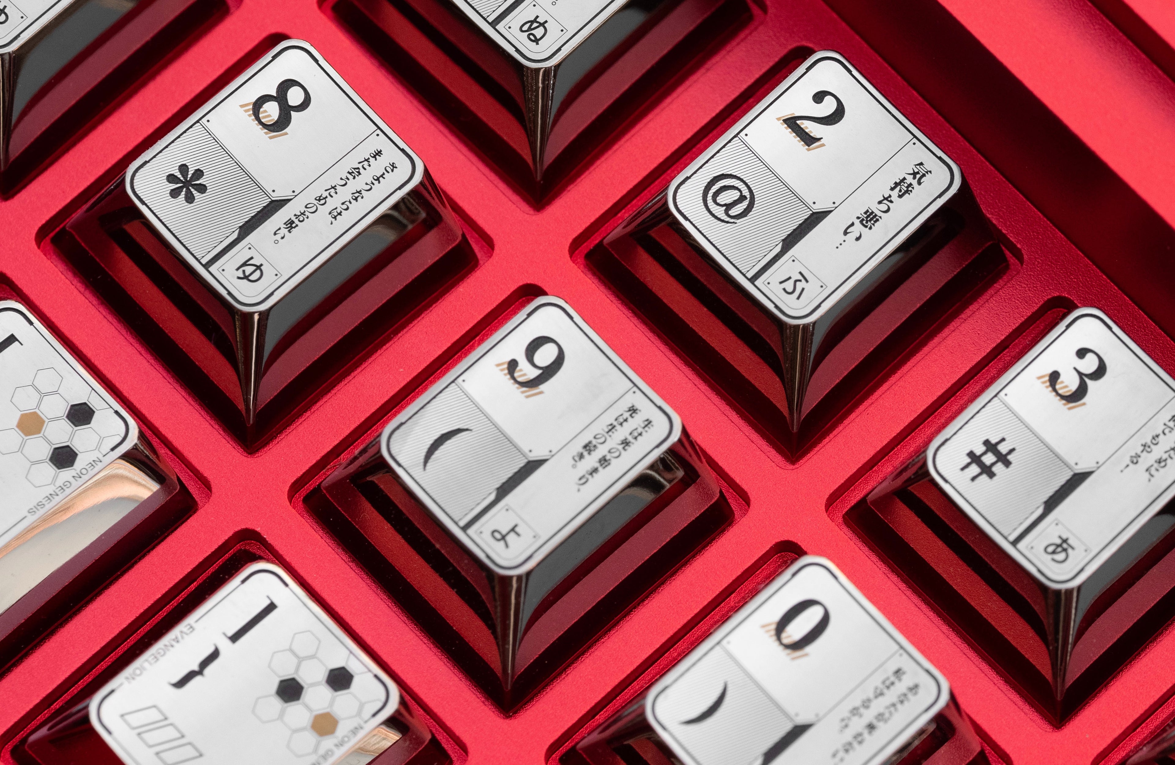 EVA themed series, personalized design keycaps for digital area (pure numbers) and symbol area, specially customized titanium alloy keycaps for anime