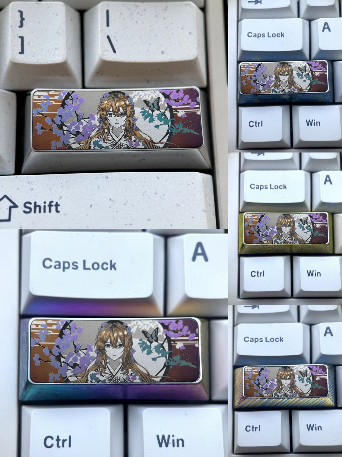 Violet Evergarden, 2.25U titanium alloy personalized keycap, anime and game cultural creative metal carving decorative keycap
