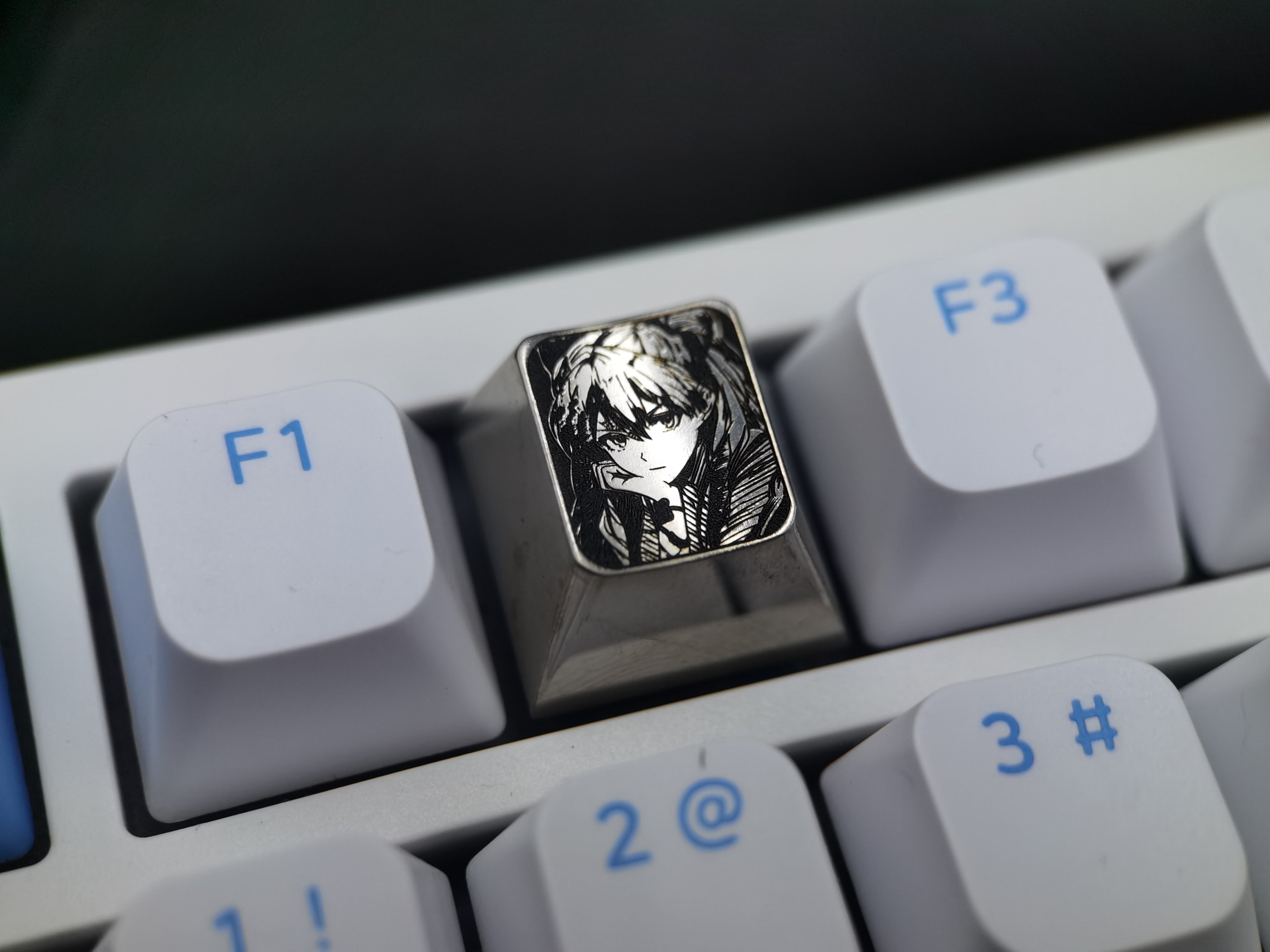 EVA, black and white carved Asuka, titanium alloy carved keycaps, personalized keycaps, keyboard decorative keycaps