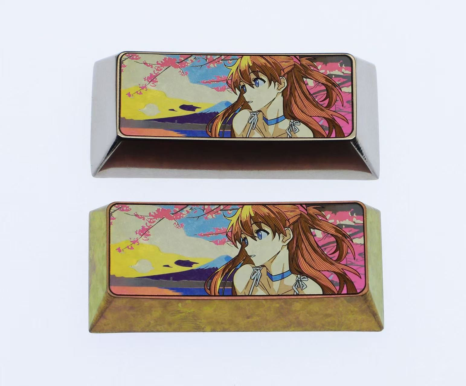 EVA, Asuka, 2.25U precision titanium alloy personalized keycaps, anime and game metal carving creative custom keycaps
