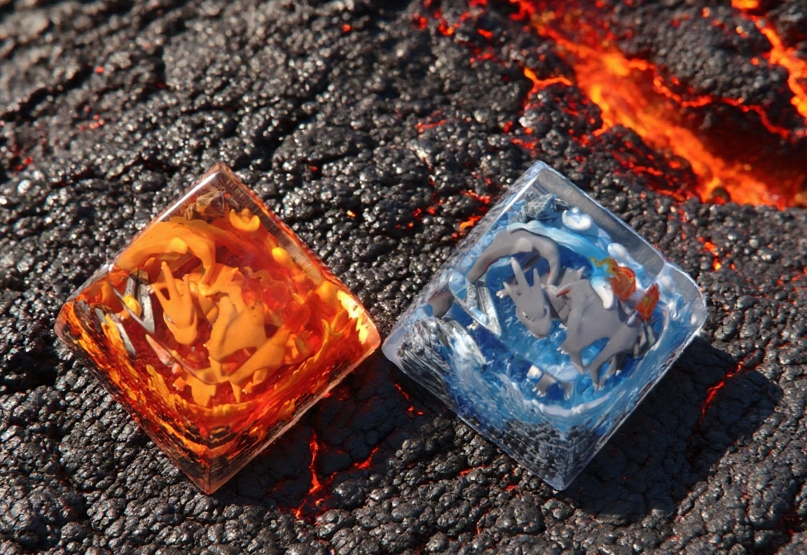 Pok é mon, Charizard, Crystal drops of glue, 1U resin personalized keycaps, artisankeycaps, Handmade art decorative keycaps.