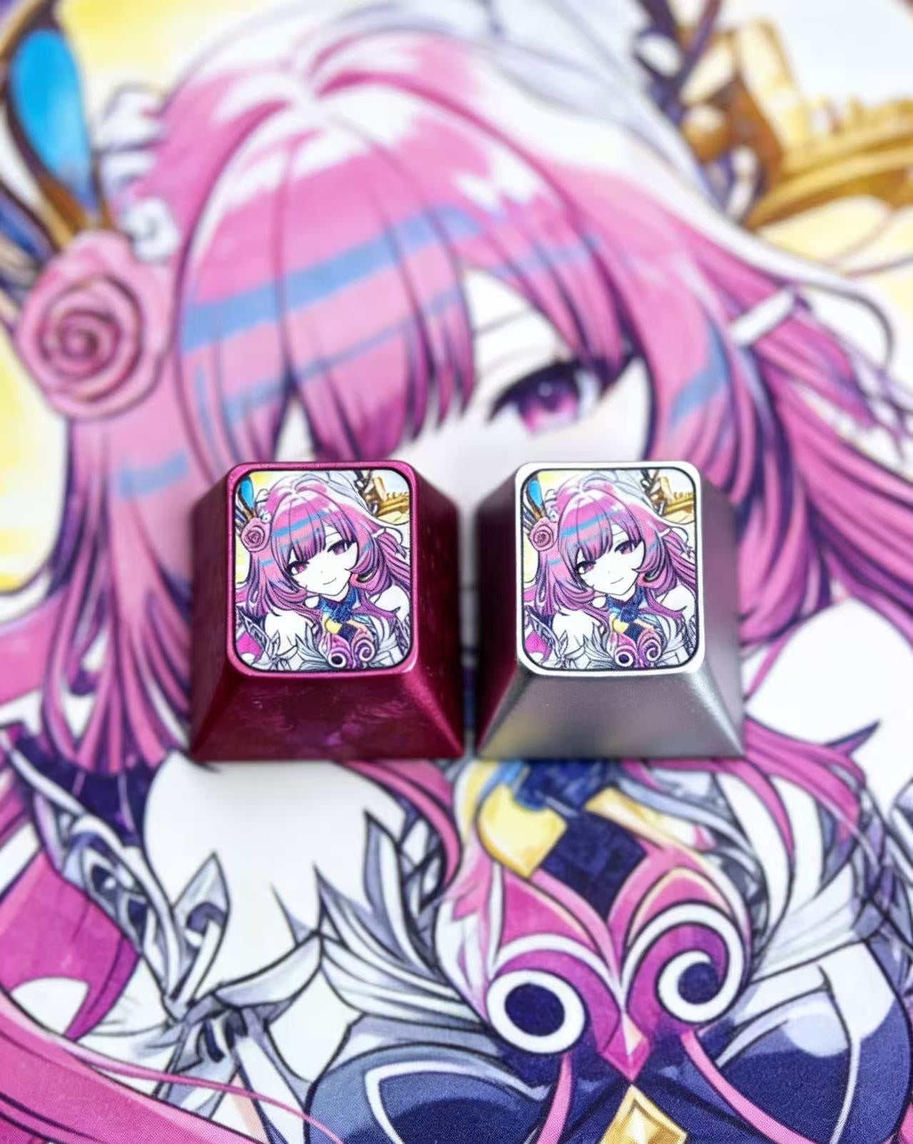 Honkai Impact 3, Elysia, 1U titanium alloy personalized keycap, anime game metal carving decorative keycap