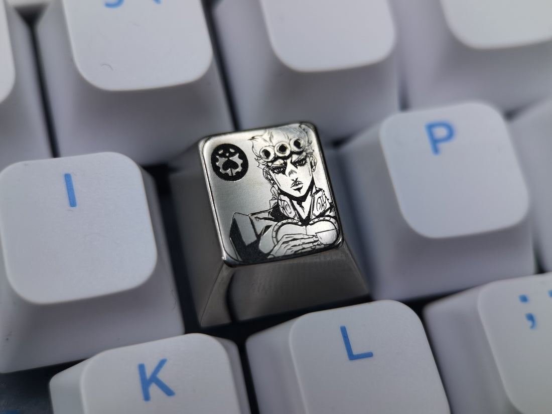 Jojo, Giorno Giovanna, 1U titanium alloy carved personalized keycaps, mechanical keyboard decorative keycaps