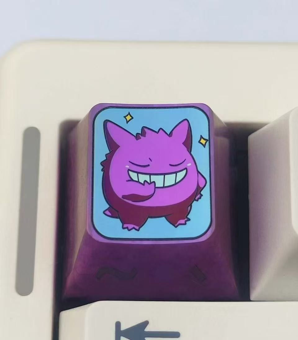Pok é mon series, Q-version Gengar, 1U titanium alloy personalized keycaps, anime and game culture creative decorative keycaps
