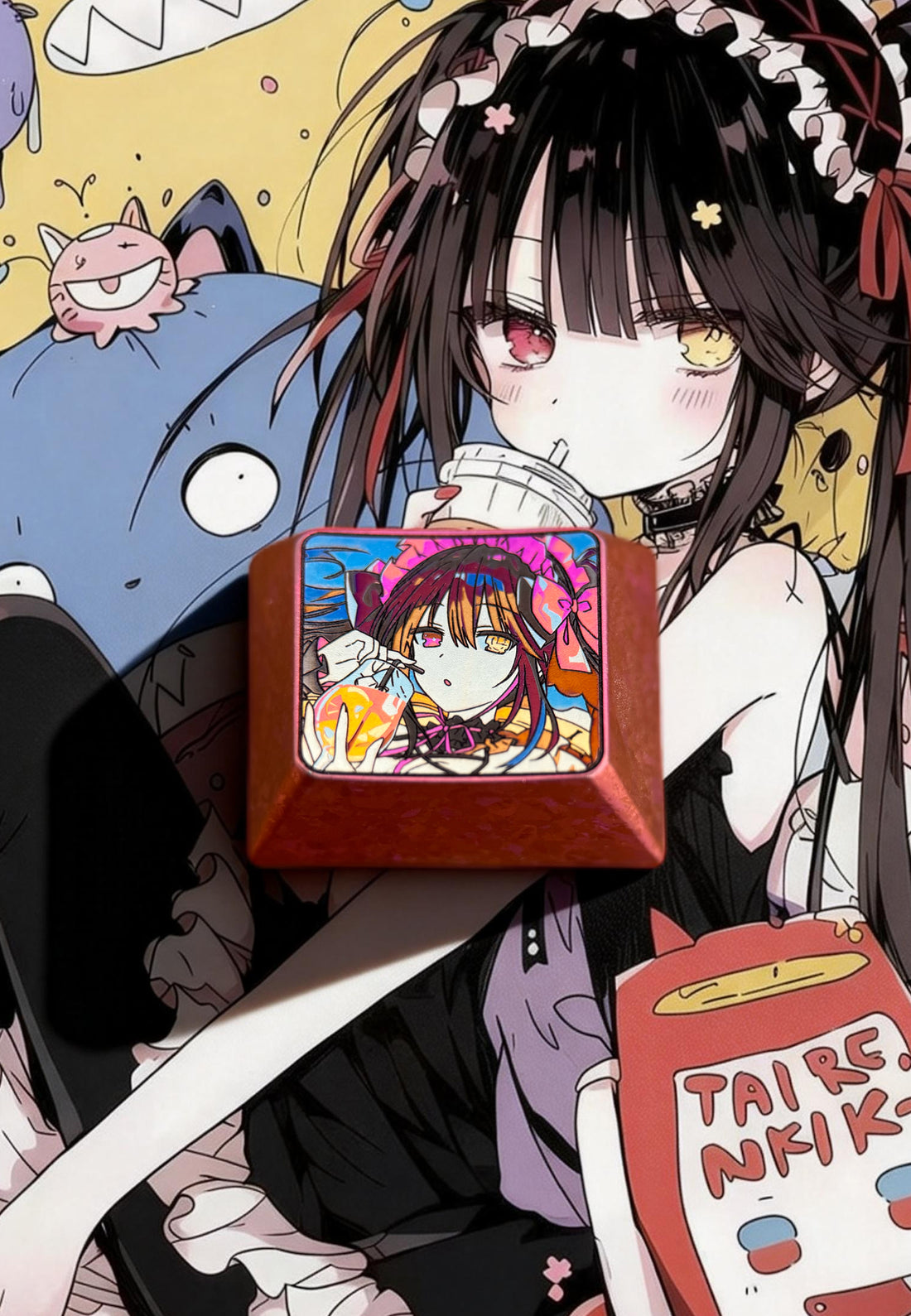 DATE A LIVE, Tokisaki Kurumi, 1.25U titanium alloy personalized keycaps, anime game culture innovation metal decorative keycaps