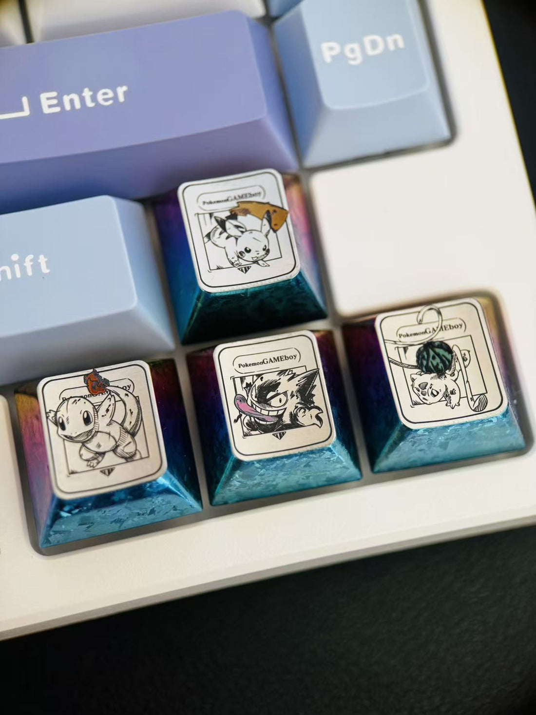 Pok é mon series, WASD/directional key combination, precision titanium alloy personalized keycaps, innovative metal decorative keycaps for anime and games