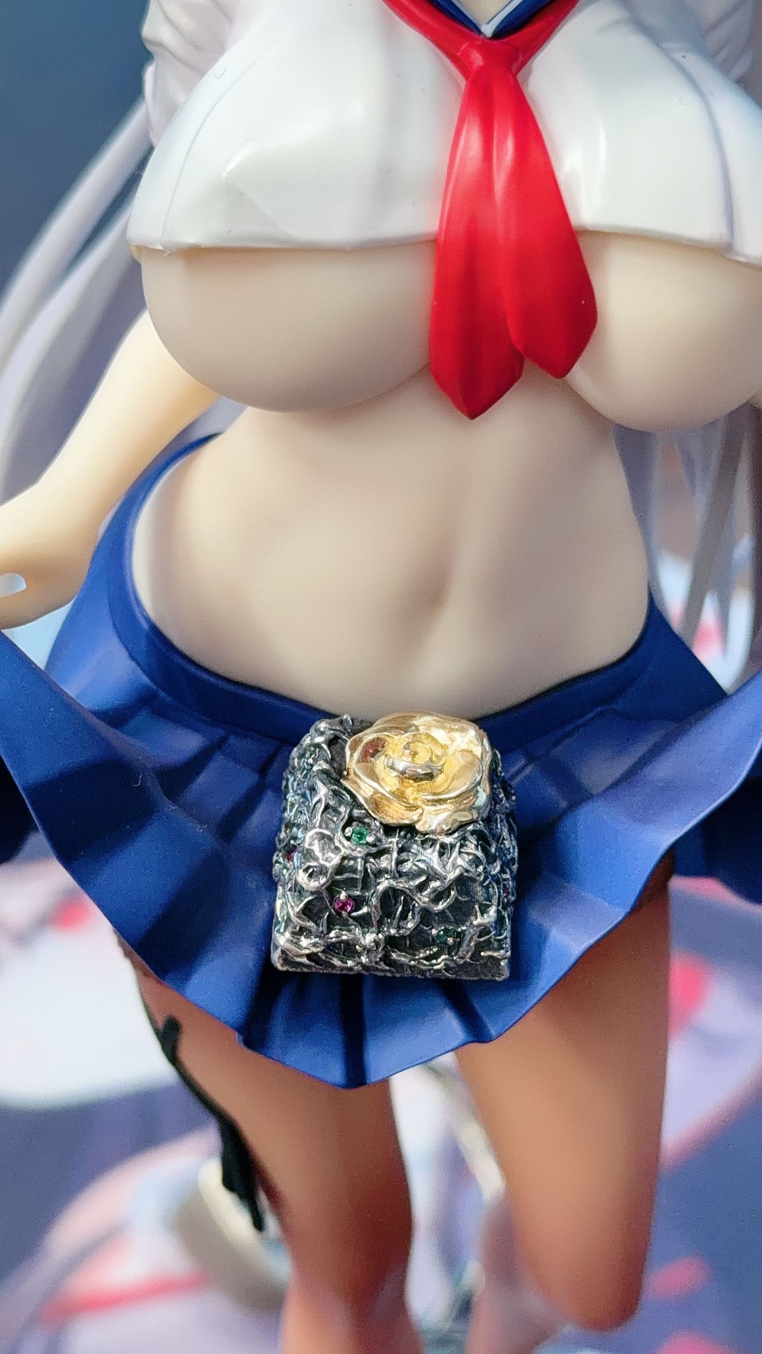 Carved relief pure silver personalized keycaps, admiring roses, Valentine&