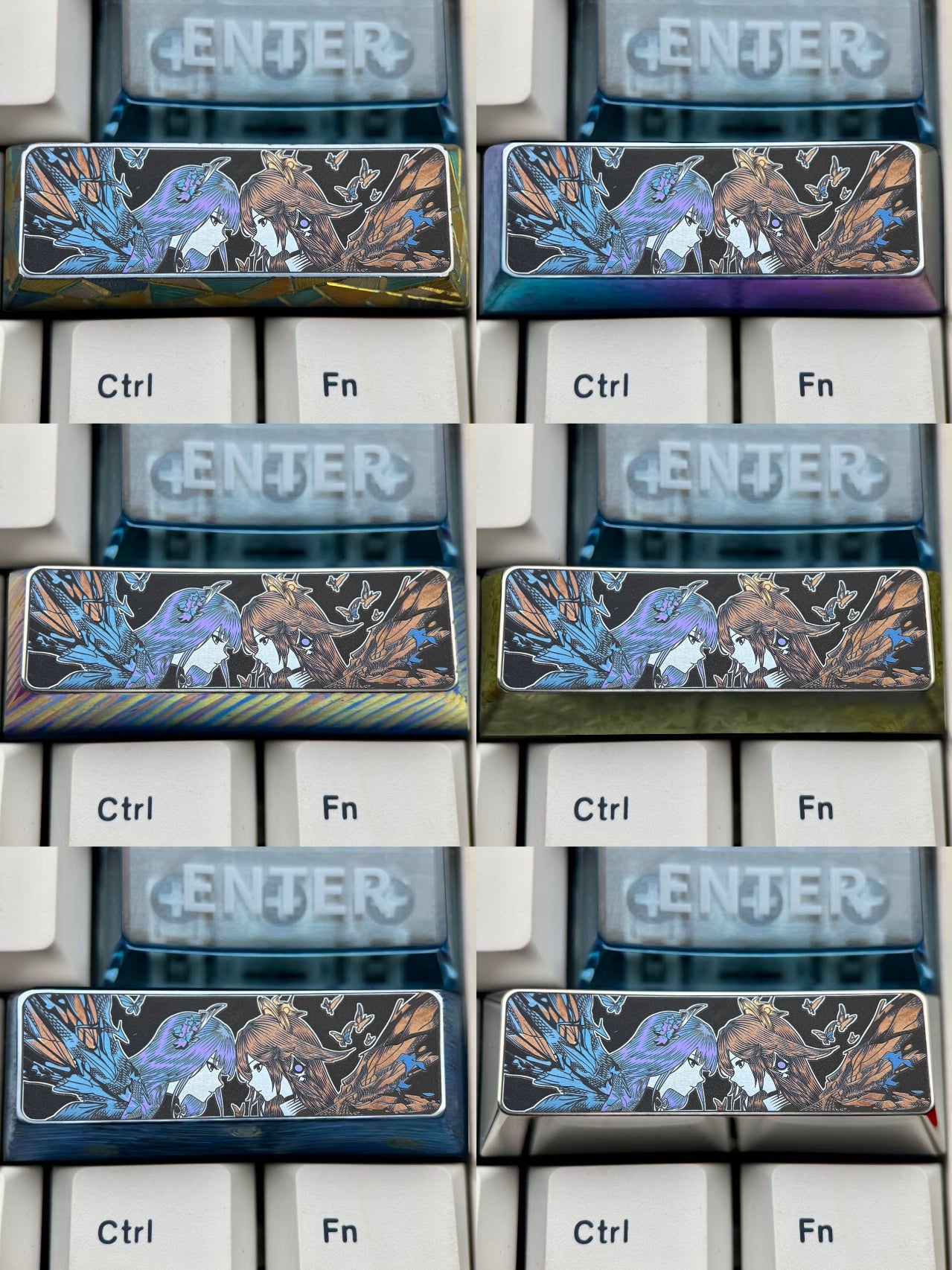 Genshin Impact, Raiden Shogun 2.75U titanium alloy precision carved personalized keycaps, anime and game culture creative metal carved decorative keycaps