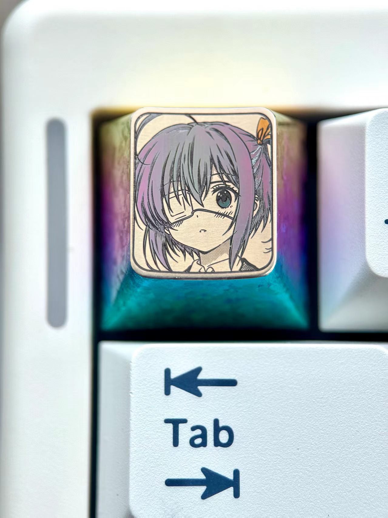Takanashi Rikka, Two dimensional, 1U titanium alloy precision carving, anime, gaming, cultural creativity, personalized decorative keycaps