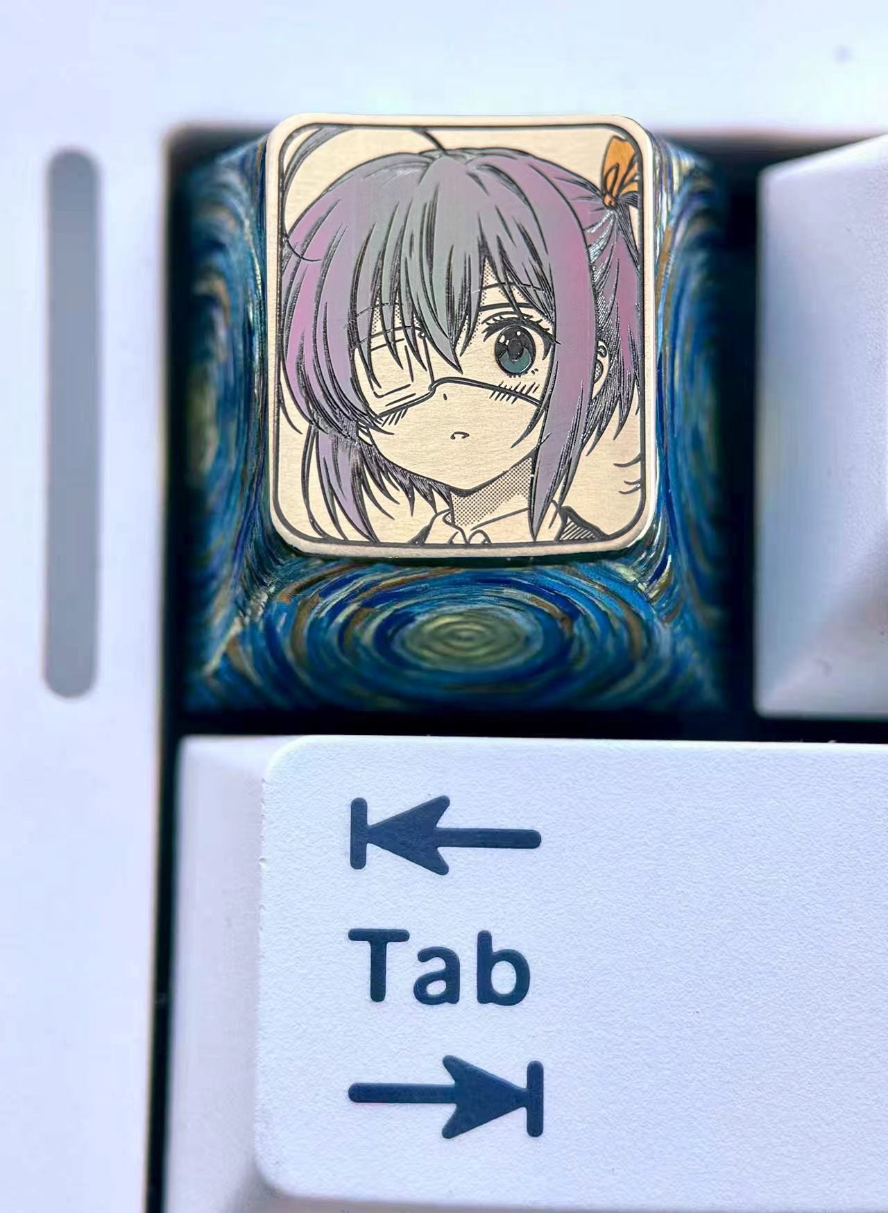 Takanashi Rikka, Two dimensional, 1U titanium alloy precision carving, anime, gaming, cultural creativity, personalized decorative keycaps