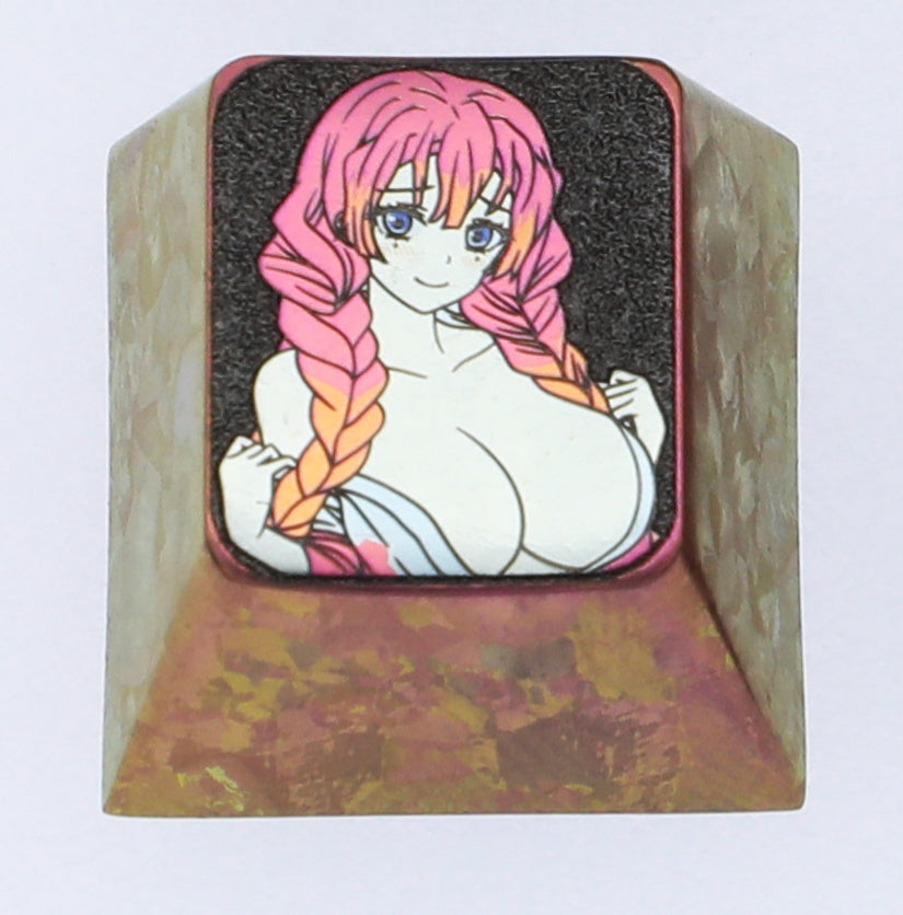 Demon Slayer, Kanroji Mitsuri, 1U titanium alloy carved personalized keycaps, mechanical keyboard decorative keycaps