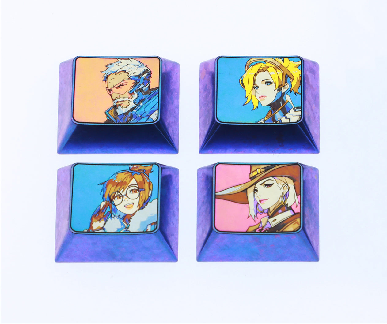 Overwatch series themed keycaps, 1.25U titanium alloy carved personalized keycaps, anime, gaming, cultural and creative peripheral mechanical keyboard decorative keycaps