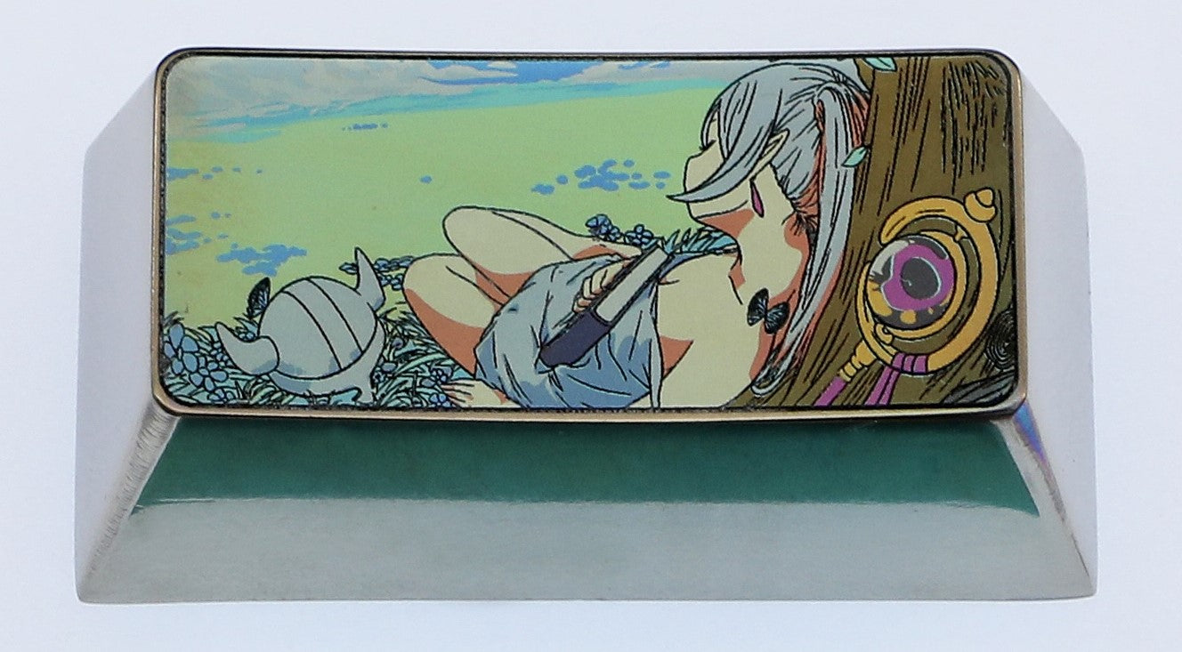 Frieren, 2U backspace key titanium alloy color carved personalized keycap, keyboard decorative keycap.