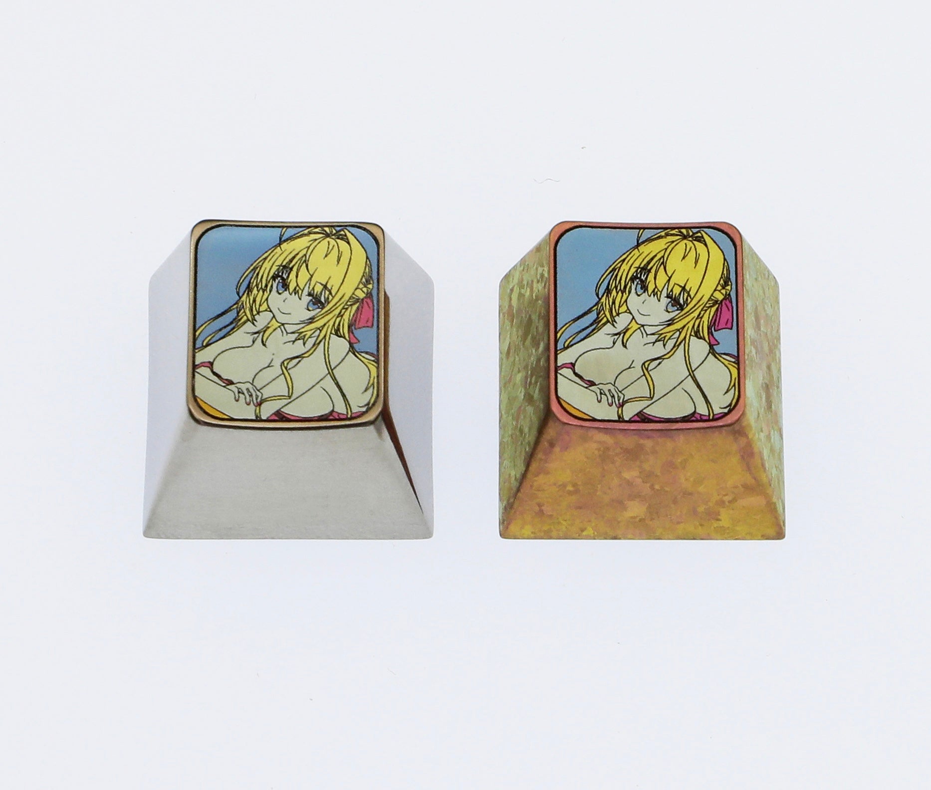 Anime, beautiful girls collection titanium alloy carved key cap, personalized key cap, mechanical keyboard decorative key cap