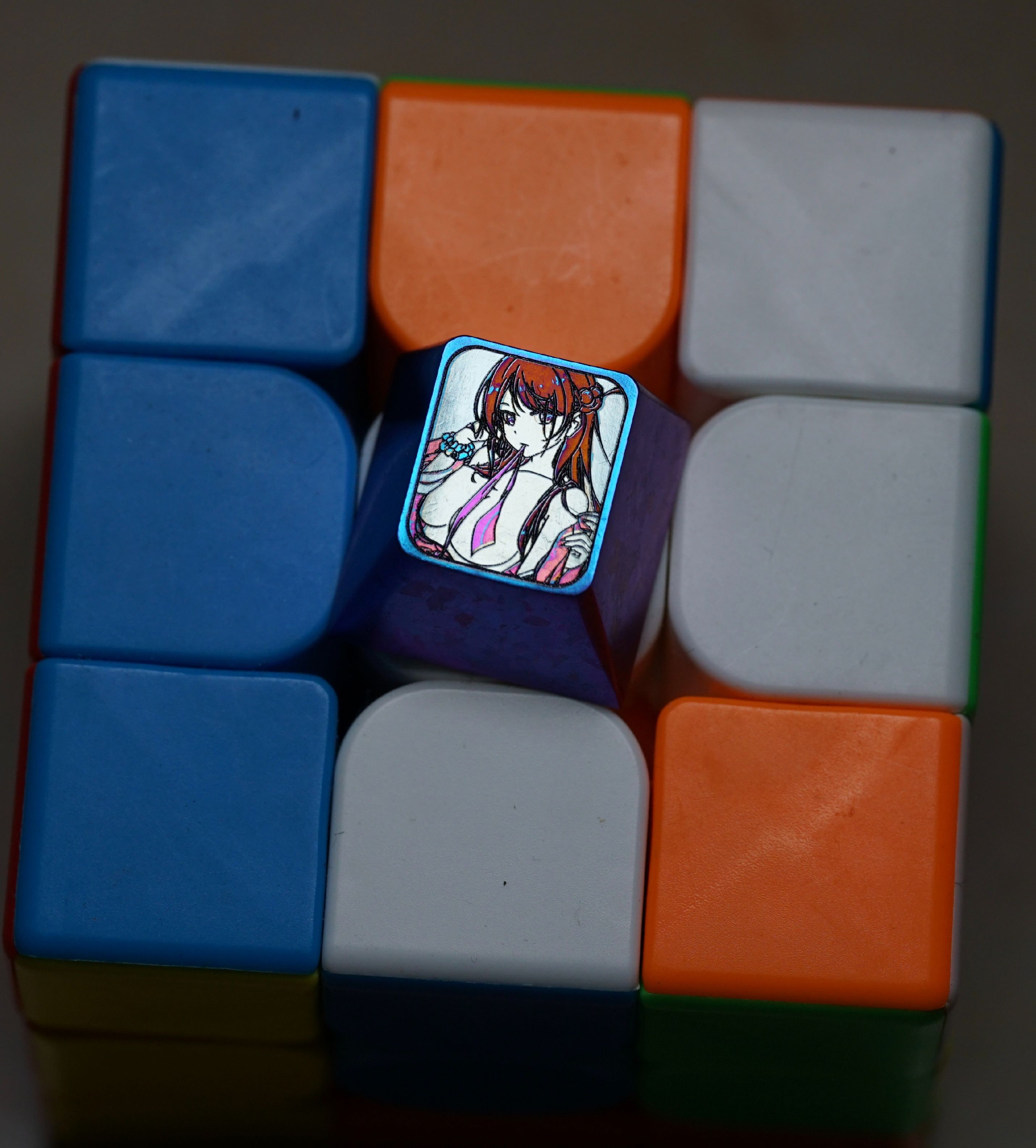 Anime, beautiful girls collection titanium alloy carved key cap, personalized key cap, mechanical keyboard decorative key cap