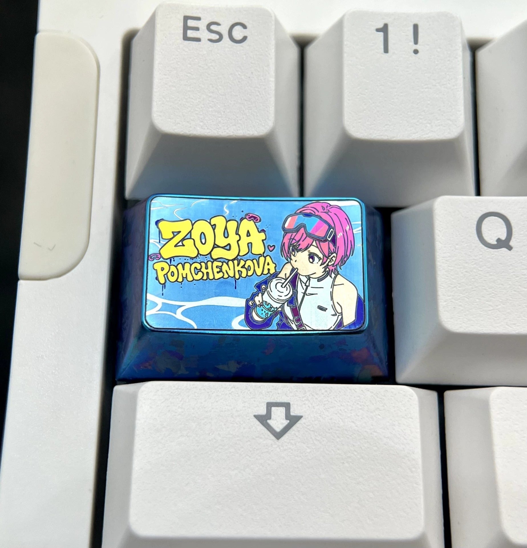 Delta Force game, Зоя Панченкова 1.5U titanium alloy personalized keycaps, mechanical keyboard metal decorative keycaps, anime and game culture peripheral keycaps