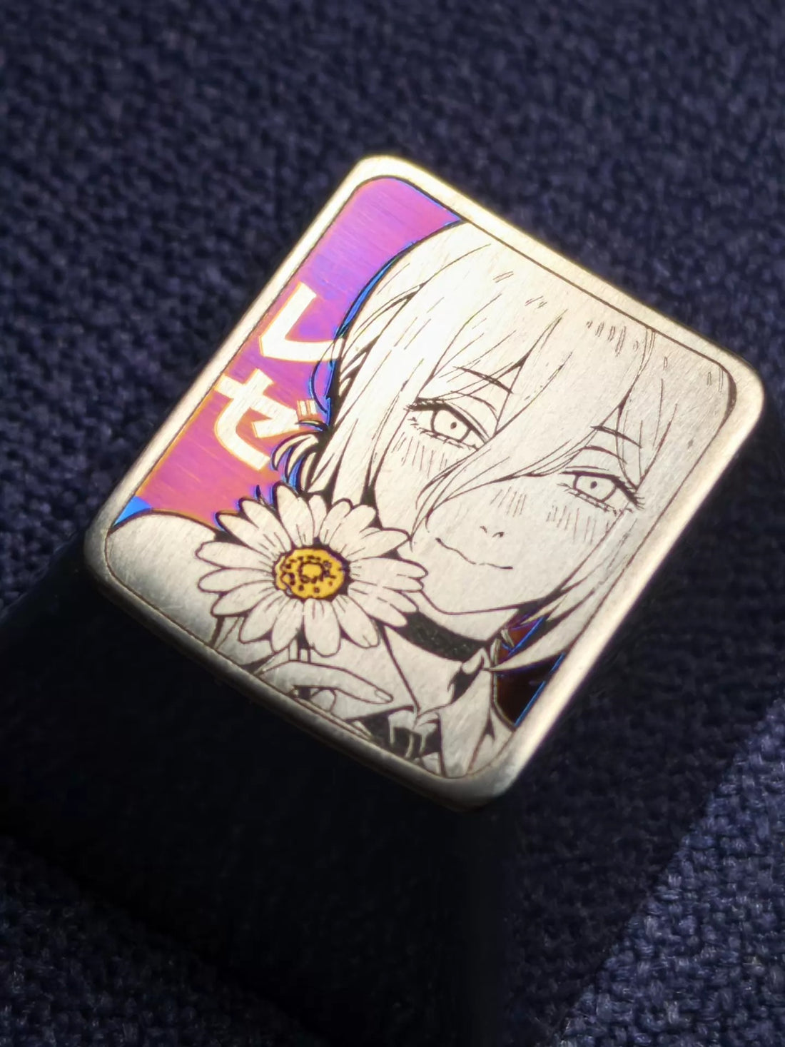 Chainsaw Man, Reze purple background, 1 U titanium alloy personalized keycaps, anime and game culture creative art keycaps, mechanical keyboard decorative keycaps
