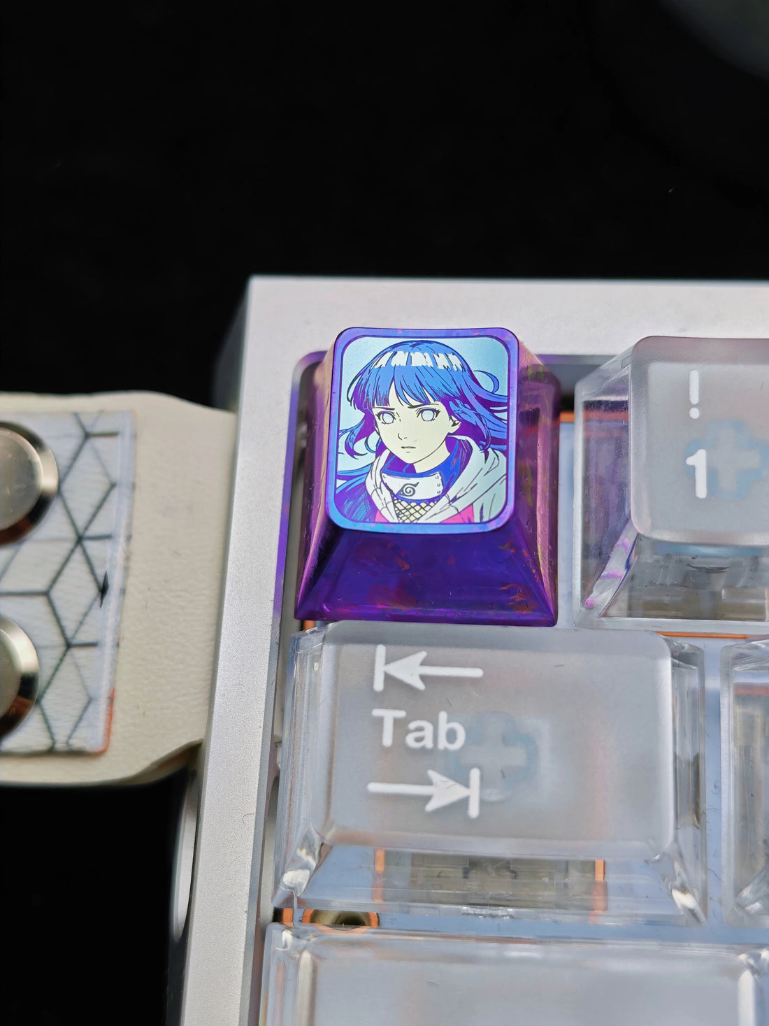 Naruto series, Hy ū ga Hinata, 1U titanium alloy personalized keycaps, anime and game mechanical keyboard decorative keycaps