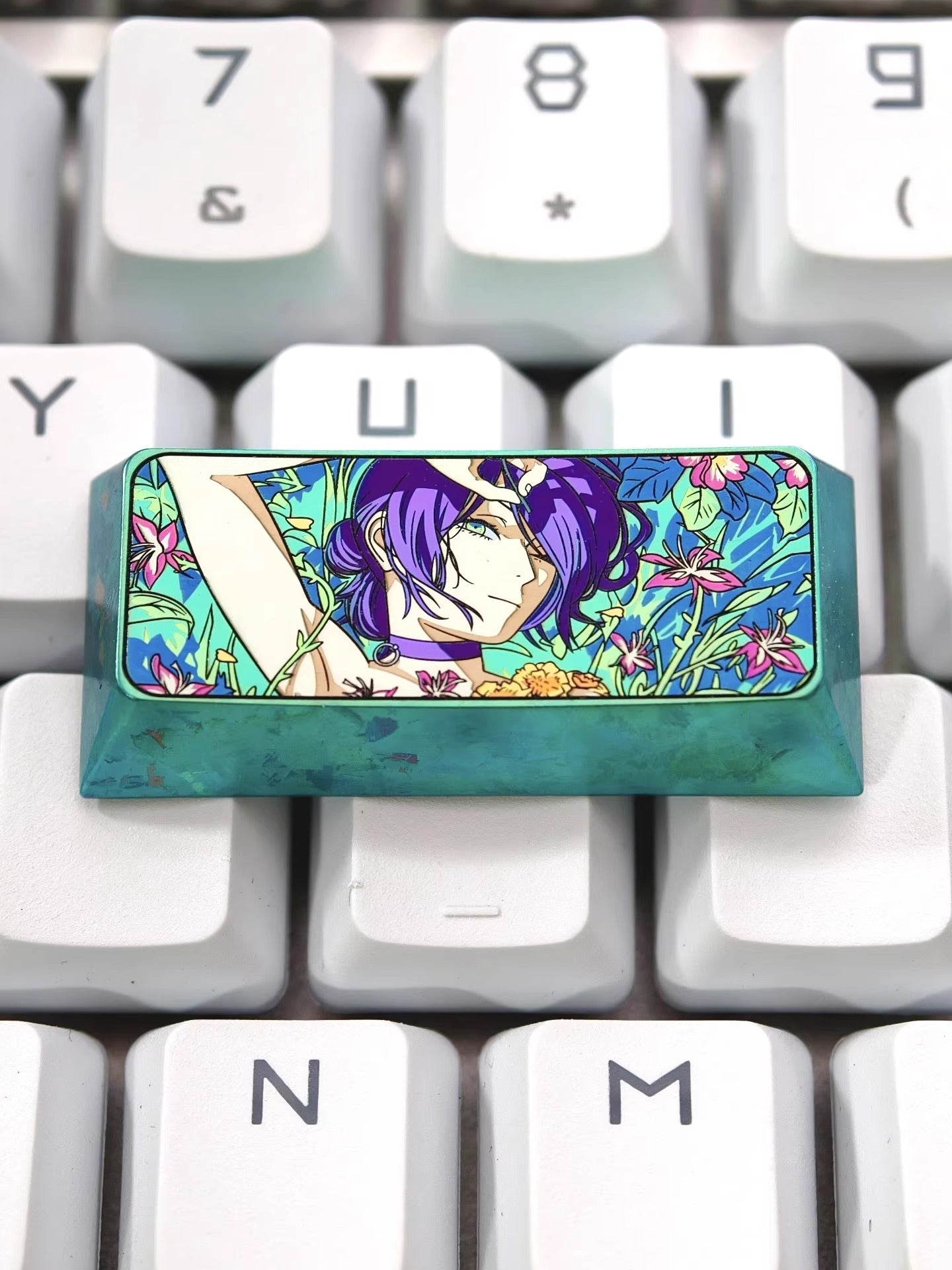 Chainsaw Man,Reze, Anime game cultural creativity 2.25UU titanium alloy personalized keycaps, mechanical keyboard decorative keycaps