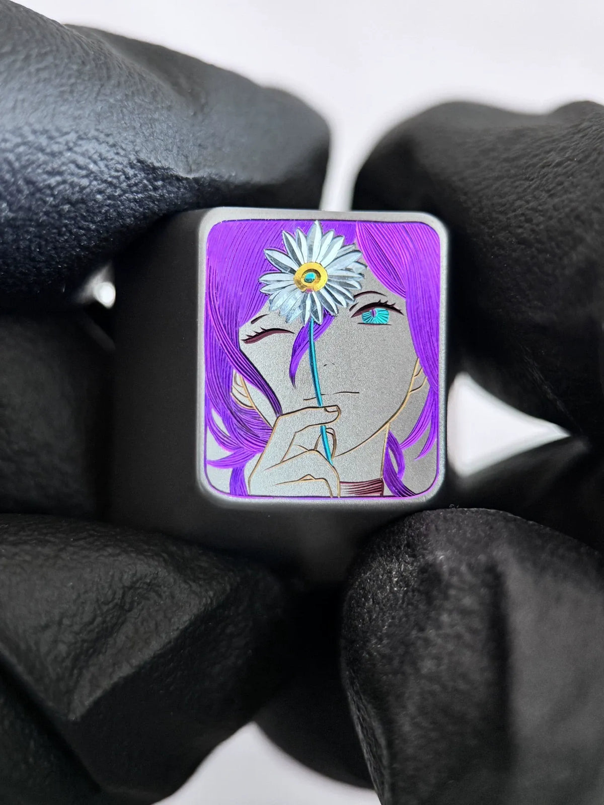Hand carved titanium alloy series Hand carved titanium alloy anode coloring, anime and game culture creative metal hand carved keycaps collection