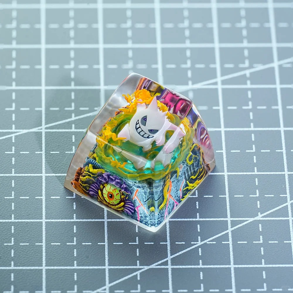Pok é mon, Gengar coating and sealing design, Crystal Resin Personalized Keycaps, Anime Game Culture Creative Resin Keycaps, Mechanical Keyboard Art Decorative Keycaps