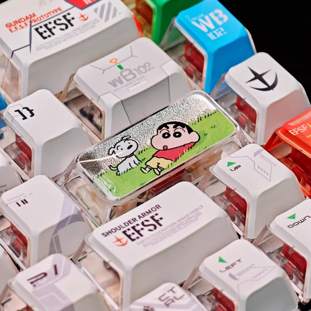 Crayon Shin chan Theme Design, 2.25 U Enter key, PC crystal resin material personalized keycap, anime creative peripheral product resin decorative keycap