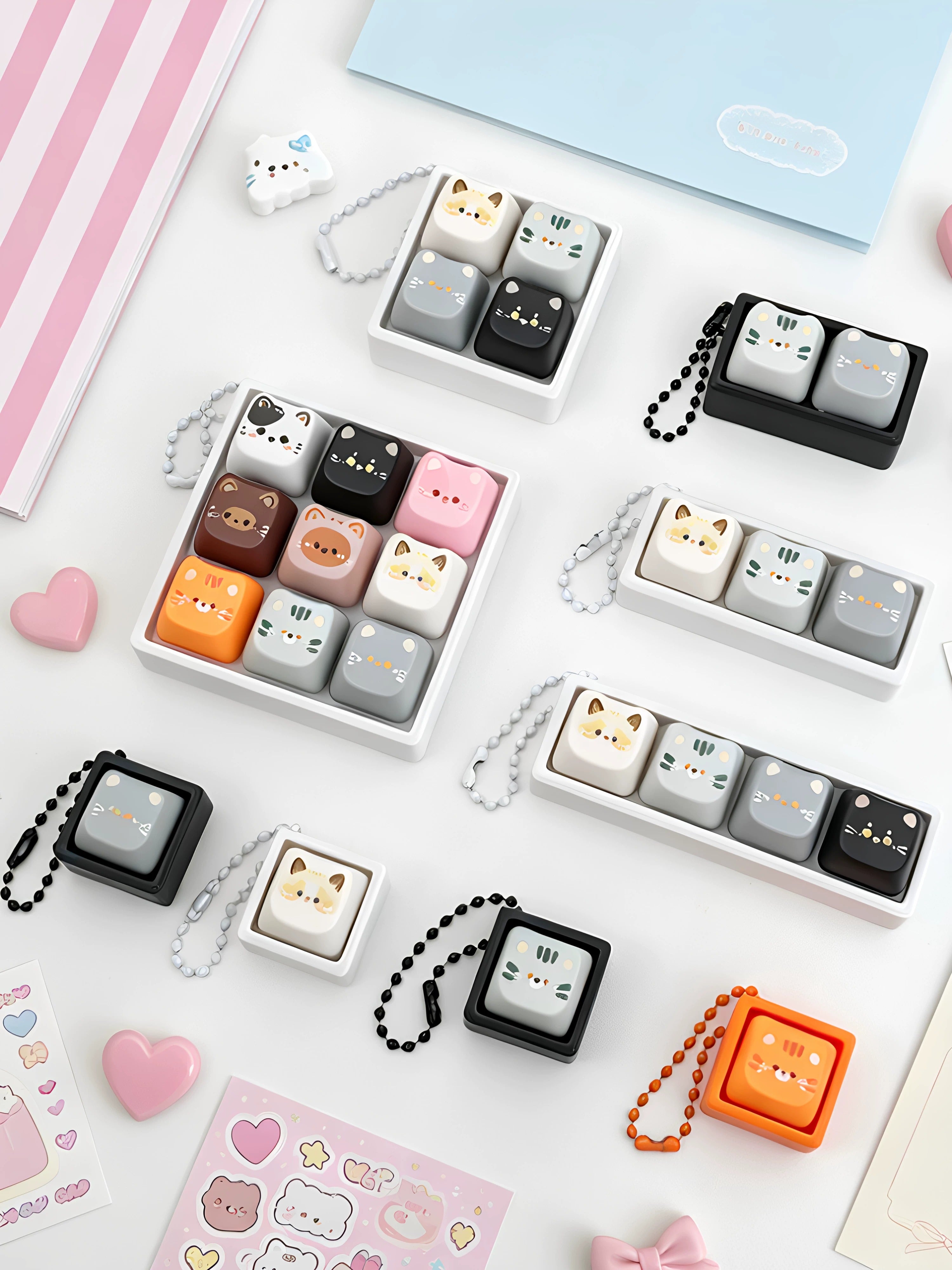 Cute cat switch tester, keycap keychain, cat themed keycap switch mechanical keyboard creative peripheral cultural products.