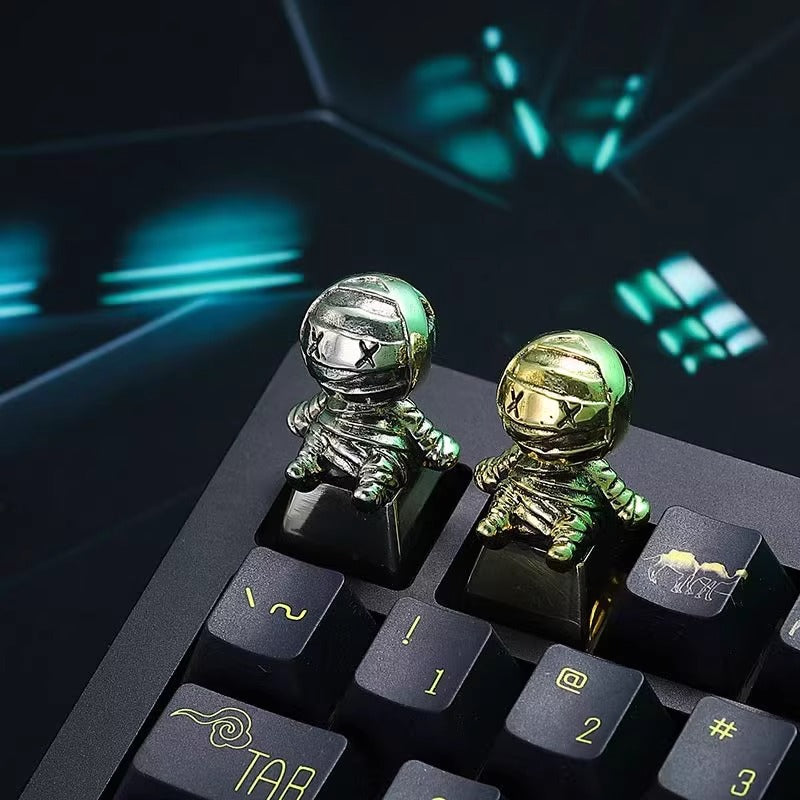Metal doll mummy personalized keycaps, pure copper material artistic decorative keycaps