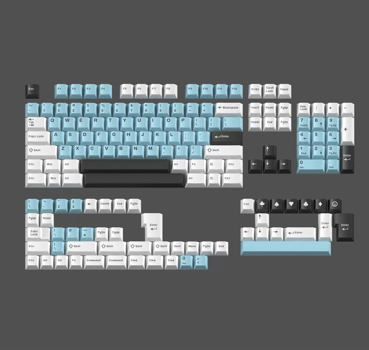 Cloud and Rain Theme Design Keycap Set, PBT Double Color Injection Molding Personalized Keycap Set, Compatible with 61/64/68/75/84/87/104 Key Mechanical Keyboard