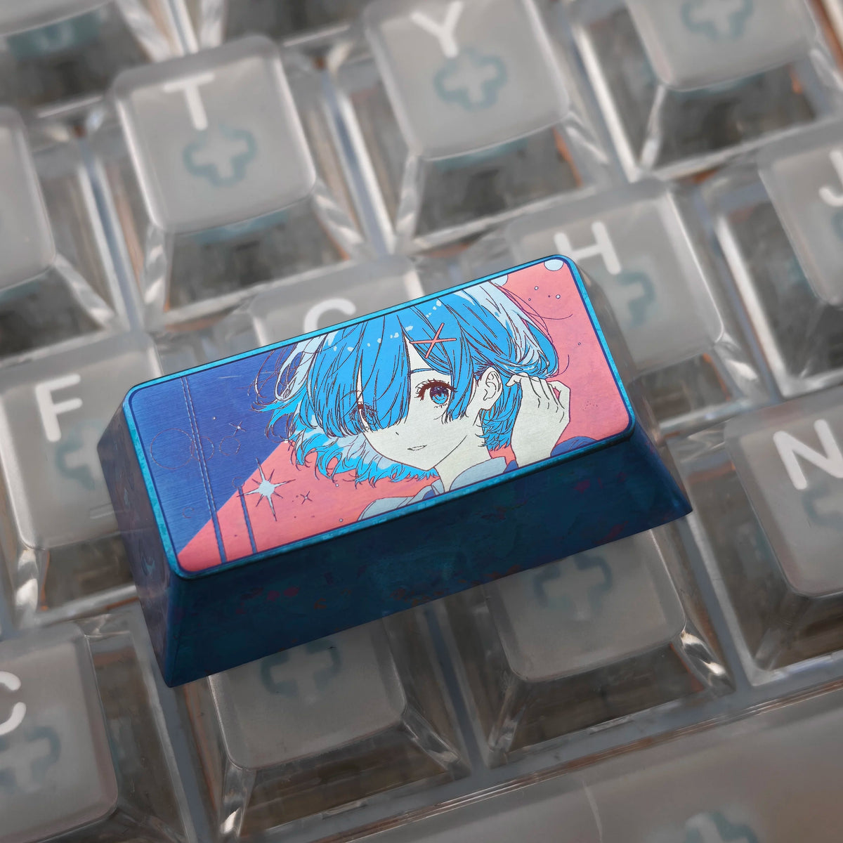 Re: Life in a different world from zero, Rem, 2 U Backspace key titanium alloy personalized keycaps, anime and game cultural creative keycaps, mechanical keycaps decorative keycaps