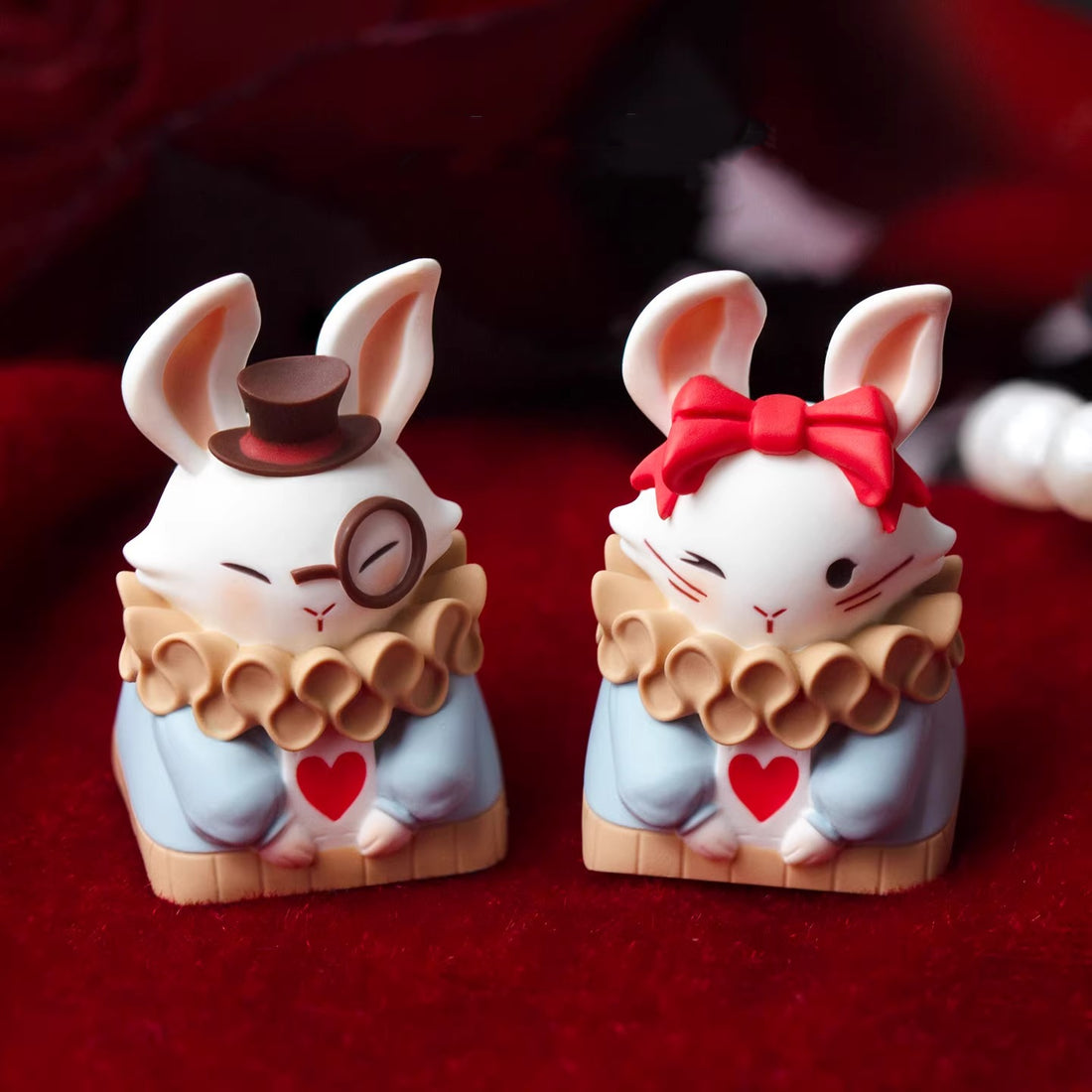 Original Alice in Wonderland rabbit, multi-color resin molded personalized keycaps, mechanical keyboard fairy tale story art decorative keycaps