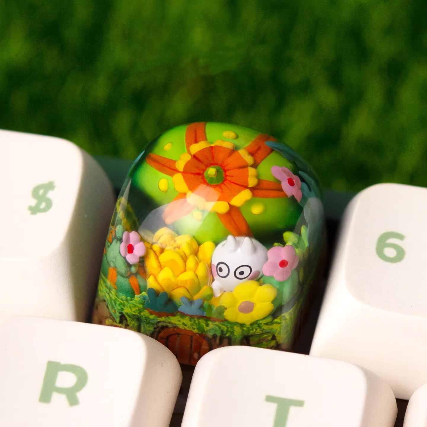 Succulent plant baby, original design crystal resin personalized keycaps, cartoon decorative keycaps, mechanical keyboard artistic keycaps