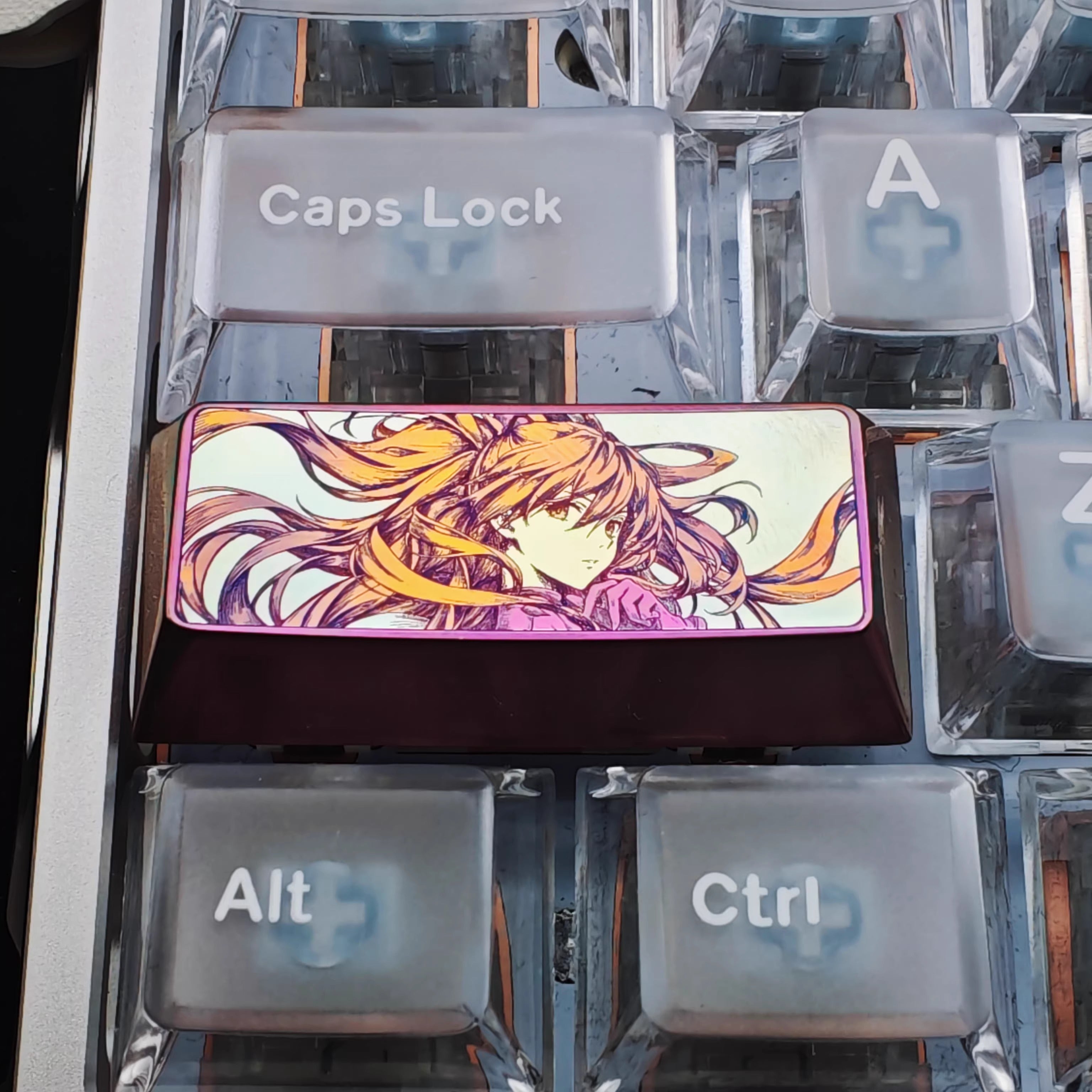 EVA, Asuka 2.25U titanium alloy cartoon line personalized keycap, cultural innovation anime game art decoration keycap