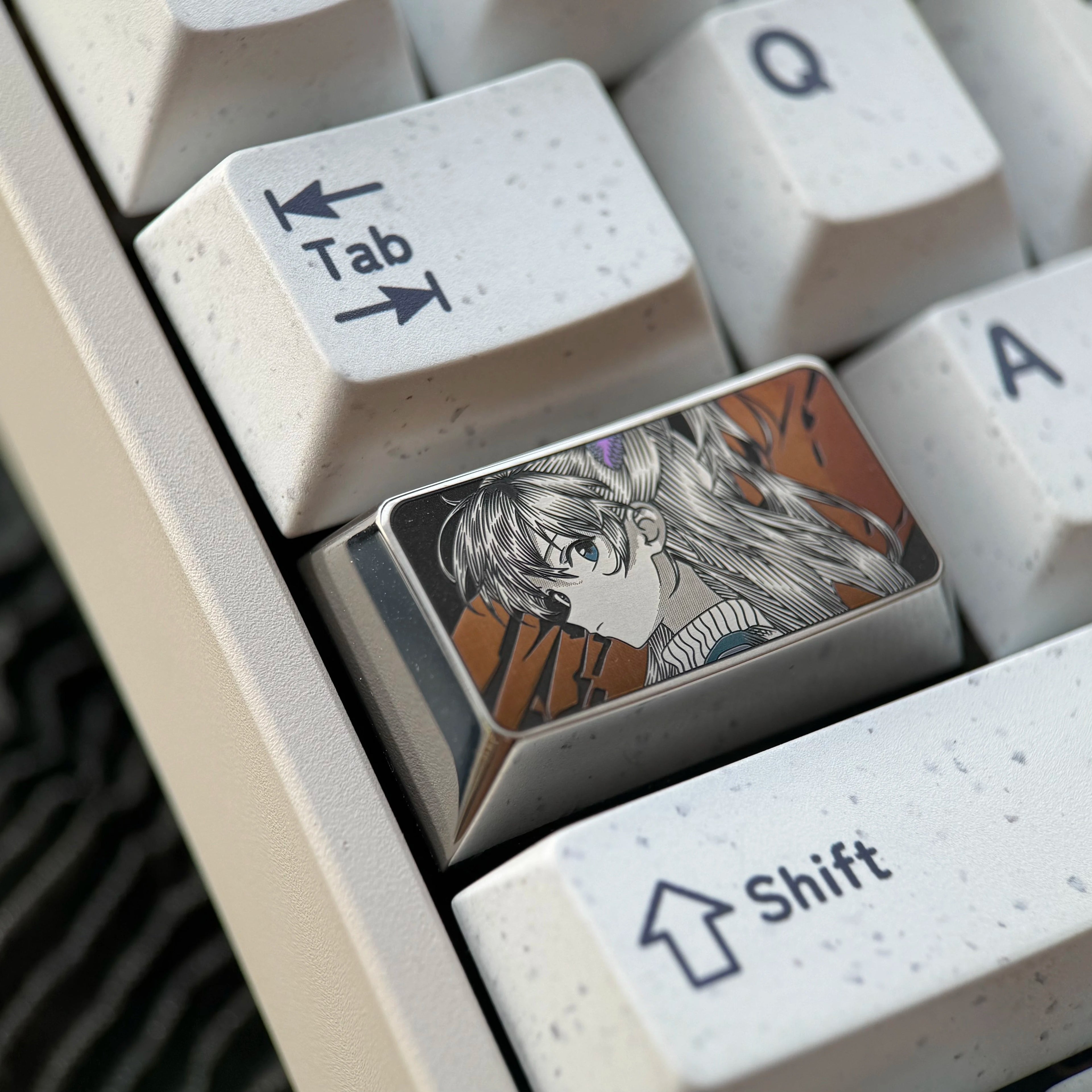 EVA series, 1.75Ucaps/shift titanium alloy finely carved personalized keycaps, anime cultural creative peripheral mechanical keyboard metal decorative keycaps