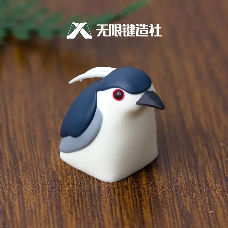 Nycticorax styling design, animal shaped multi-color resin personalized keycaps, simulated animal mechanical keyboard decorative keycaps