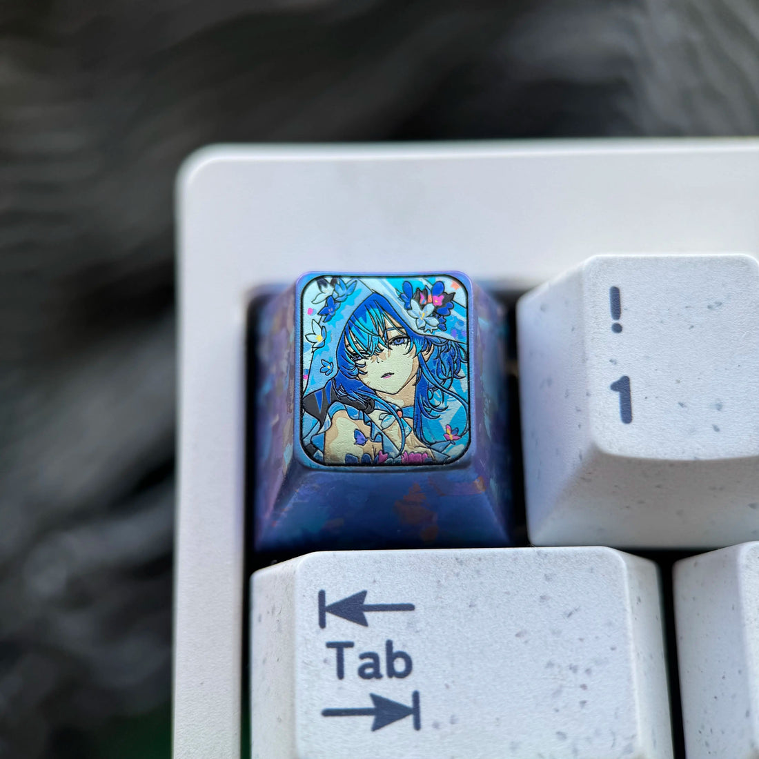 Wuthering Waves, The Shorekeeper theme, 1U titanium alloy personalized keycaps, anime game metal keycaps, mechanical keyboard decorative keycaps