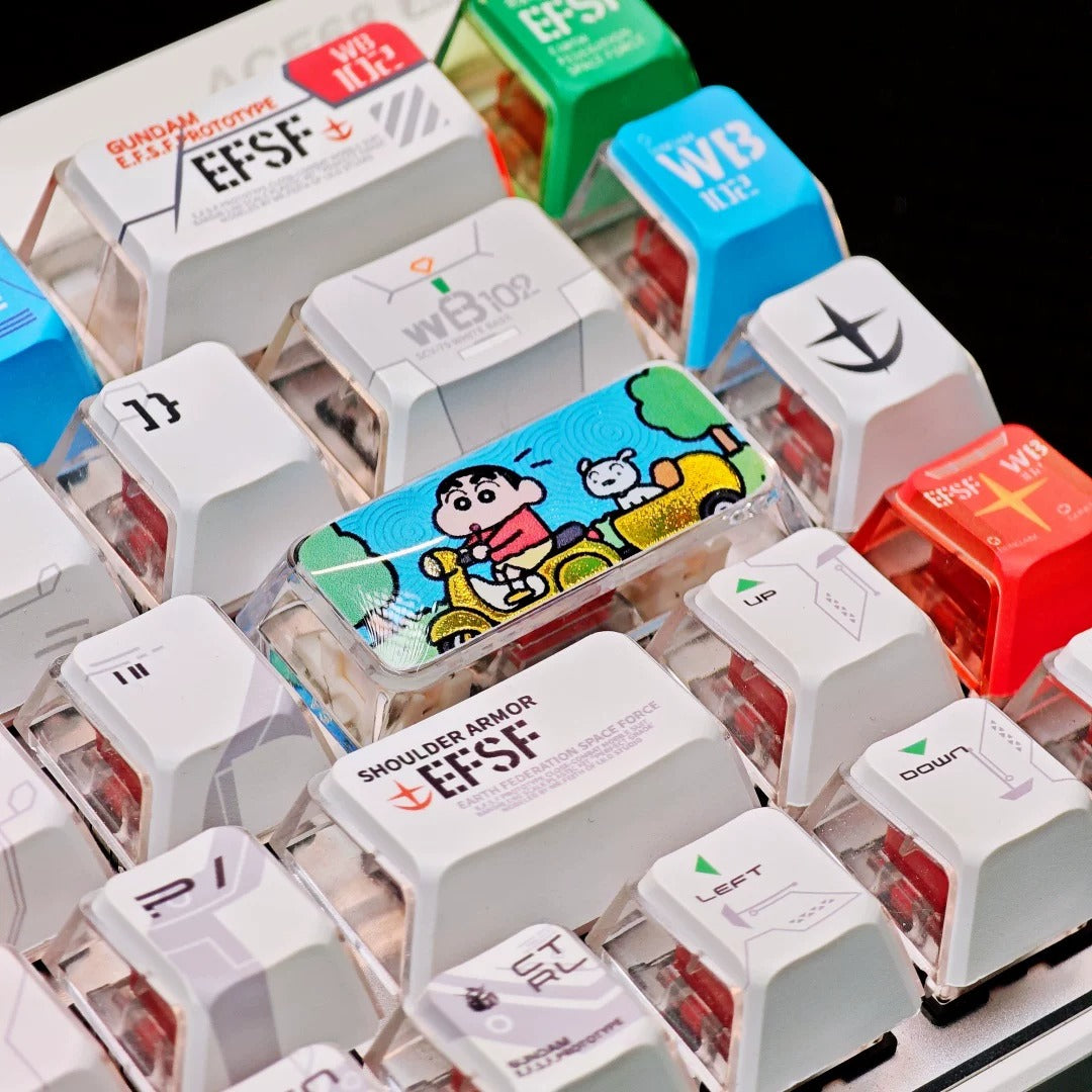 Crayon Shin chan Theme Design, 2.25 U Enter key, PC crystal resin material personalized keycap, anime creative peripheral product resin decorative keycap