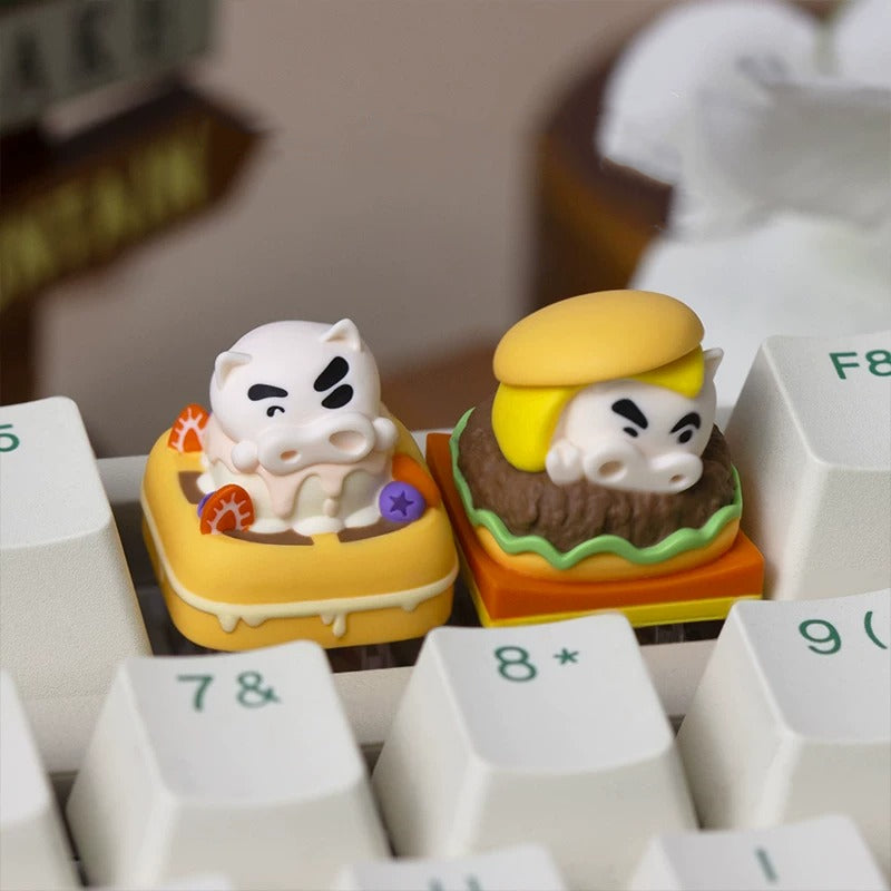 Buriburizaemon fast food, Multi colored resin one-piece molded personalized keycaps, mechanical keyboard resin decorative keycaps
