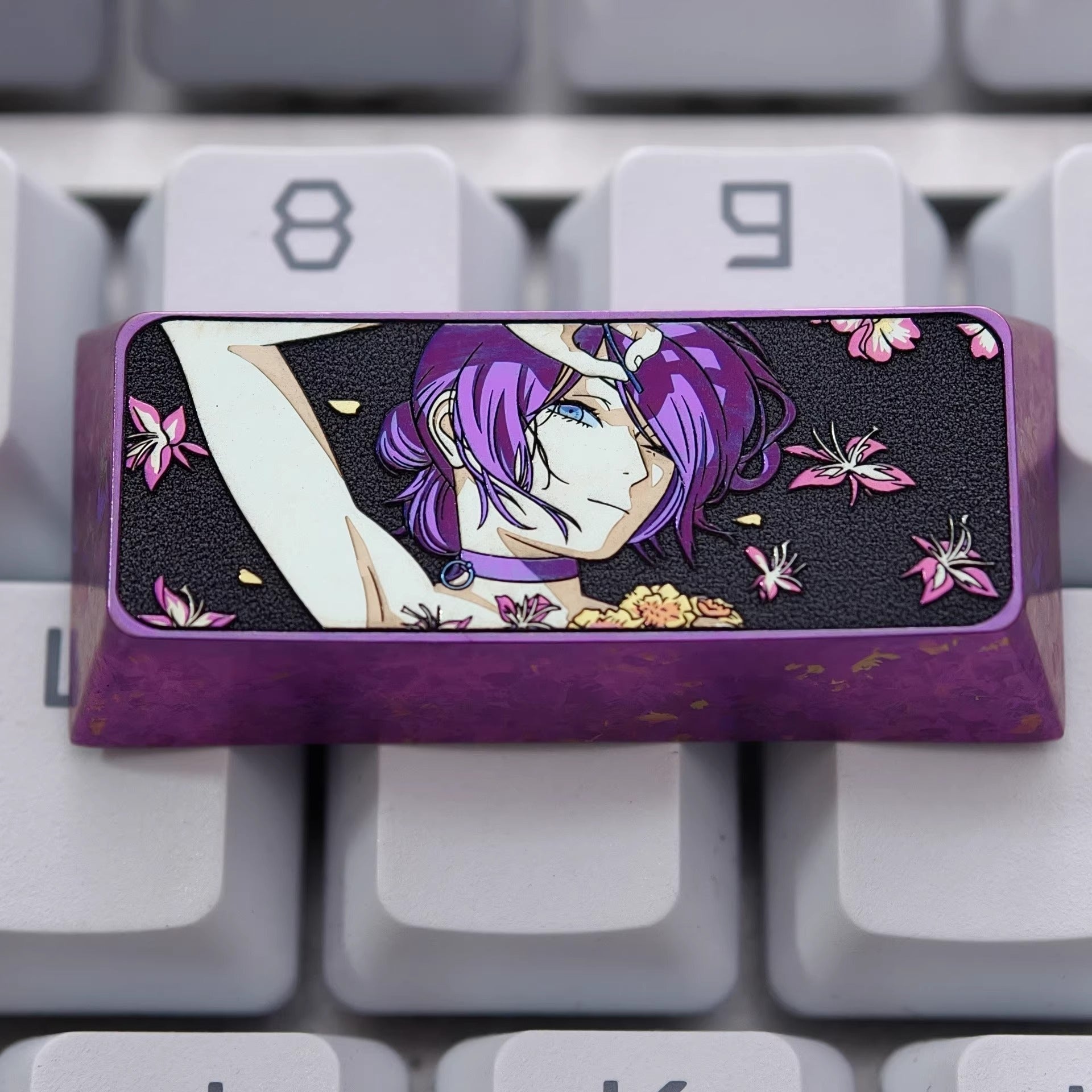Chainsaw Man,Reze, Anime game cultural creativity 2.25UU titanium alloy personalized keycaps, mechanical keyboard decorative keycaps